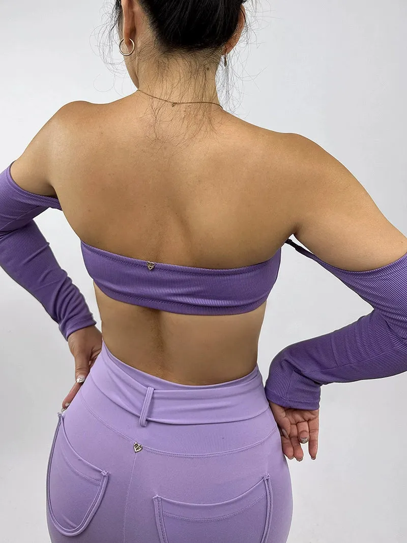 La Fitwear Top Off Shoulder Sleeve Lilac