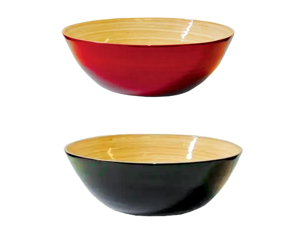 Lacquered Bamboo Bowl, 15.7 D x 5.5 H