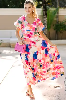 Lead The Way Pink Abstract Maxi Dress