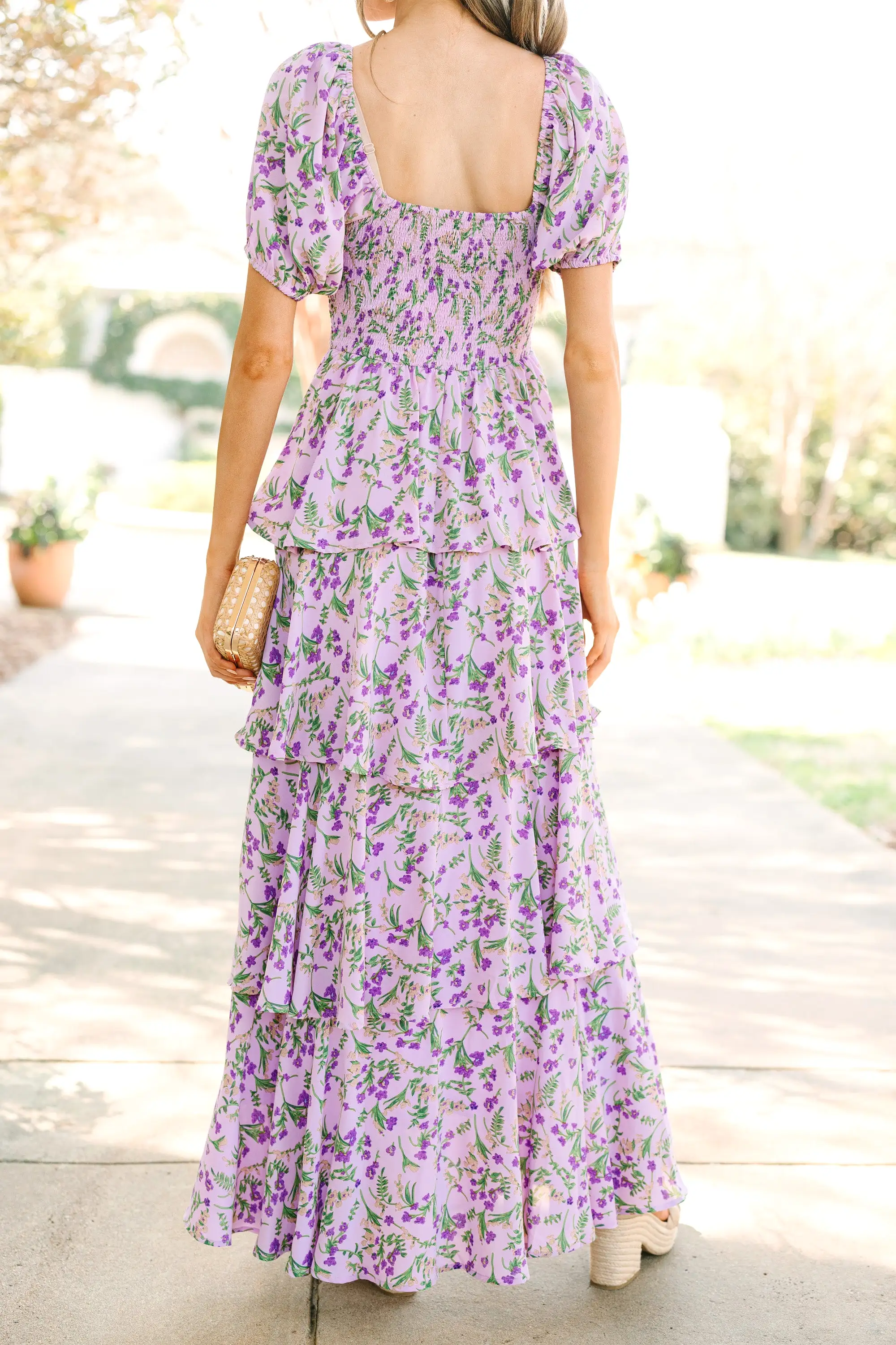 Let's Go Back Lavender Purple Floral Maxi Dress