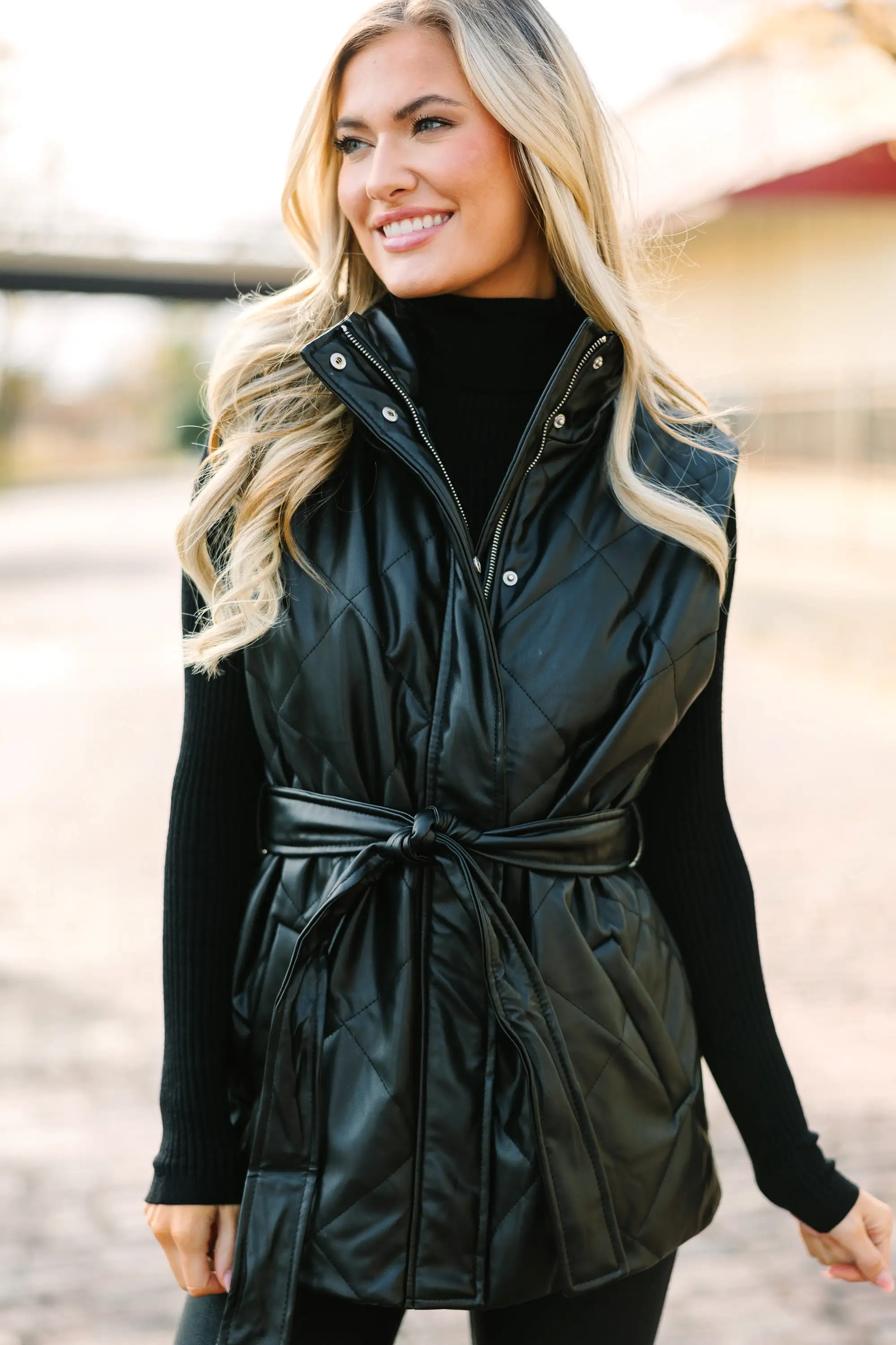 Living On The Edge Black Faux Leather Vest