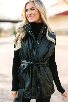 Living On The Edge Black Faux Leather Vest