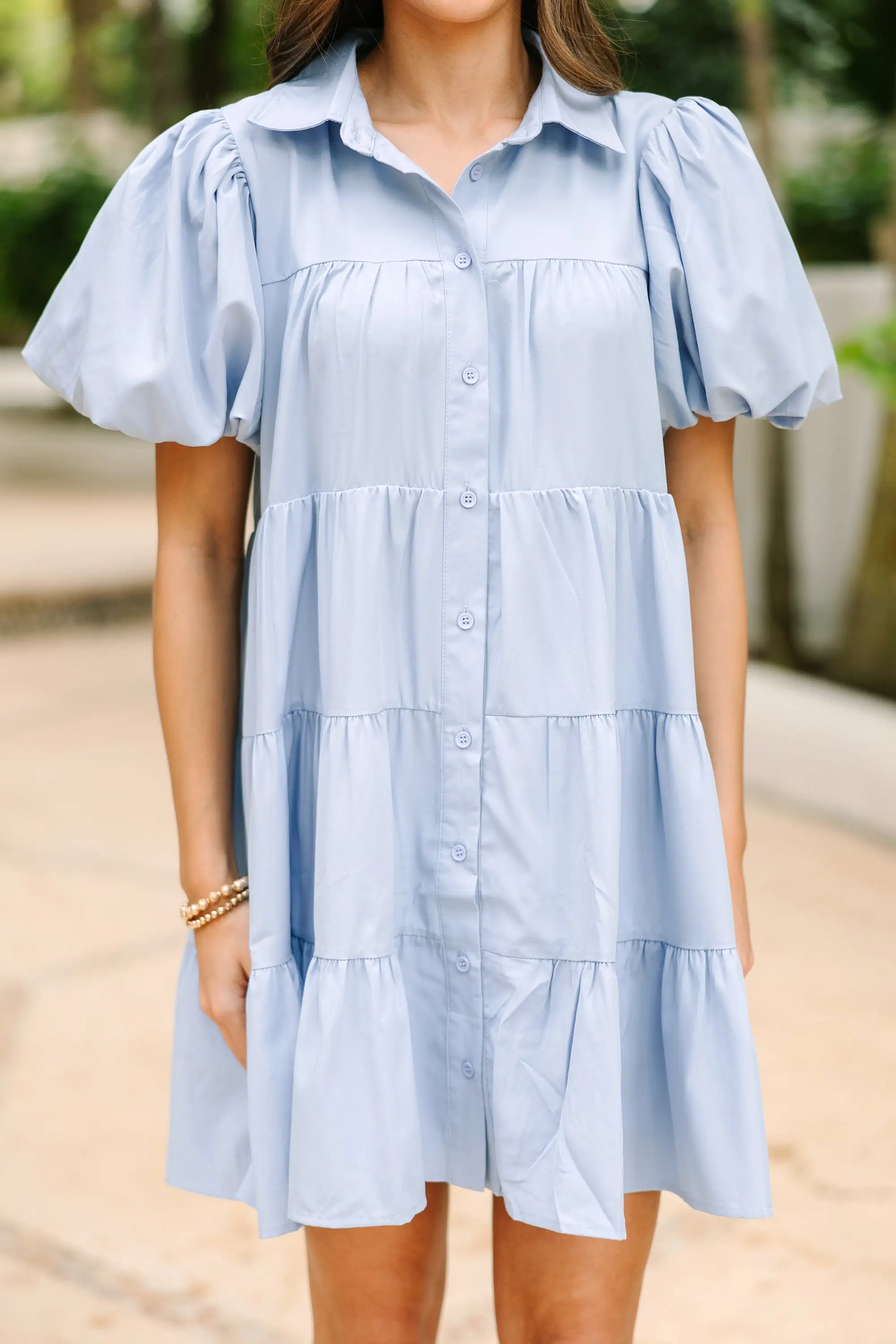 Make It So Chambray Blue Babydoll Dress