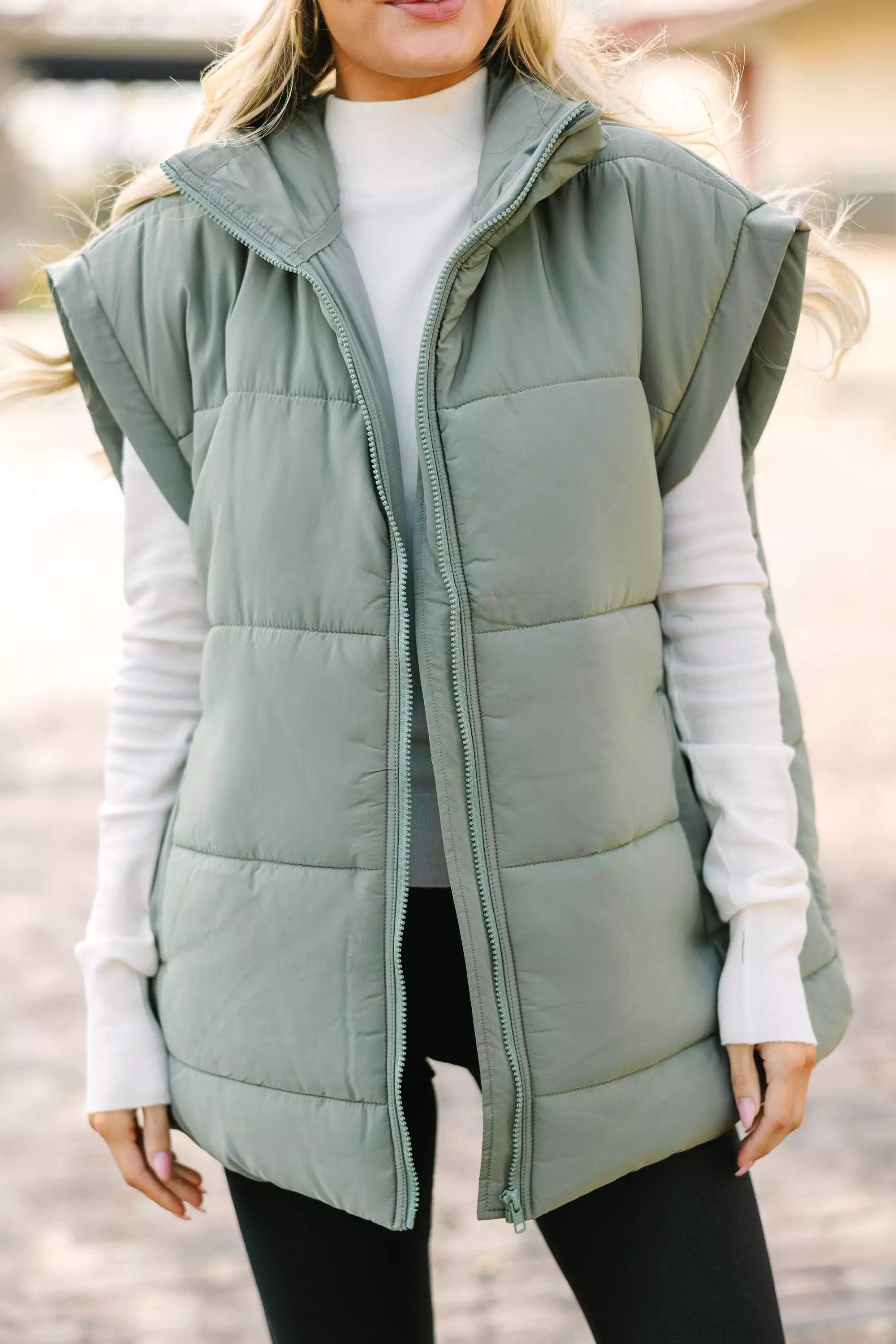 Make You Happy Army Green Quilted Vest