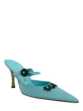 Manolo Blahnik Embellished Satin Mary jane Mules Size 11