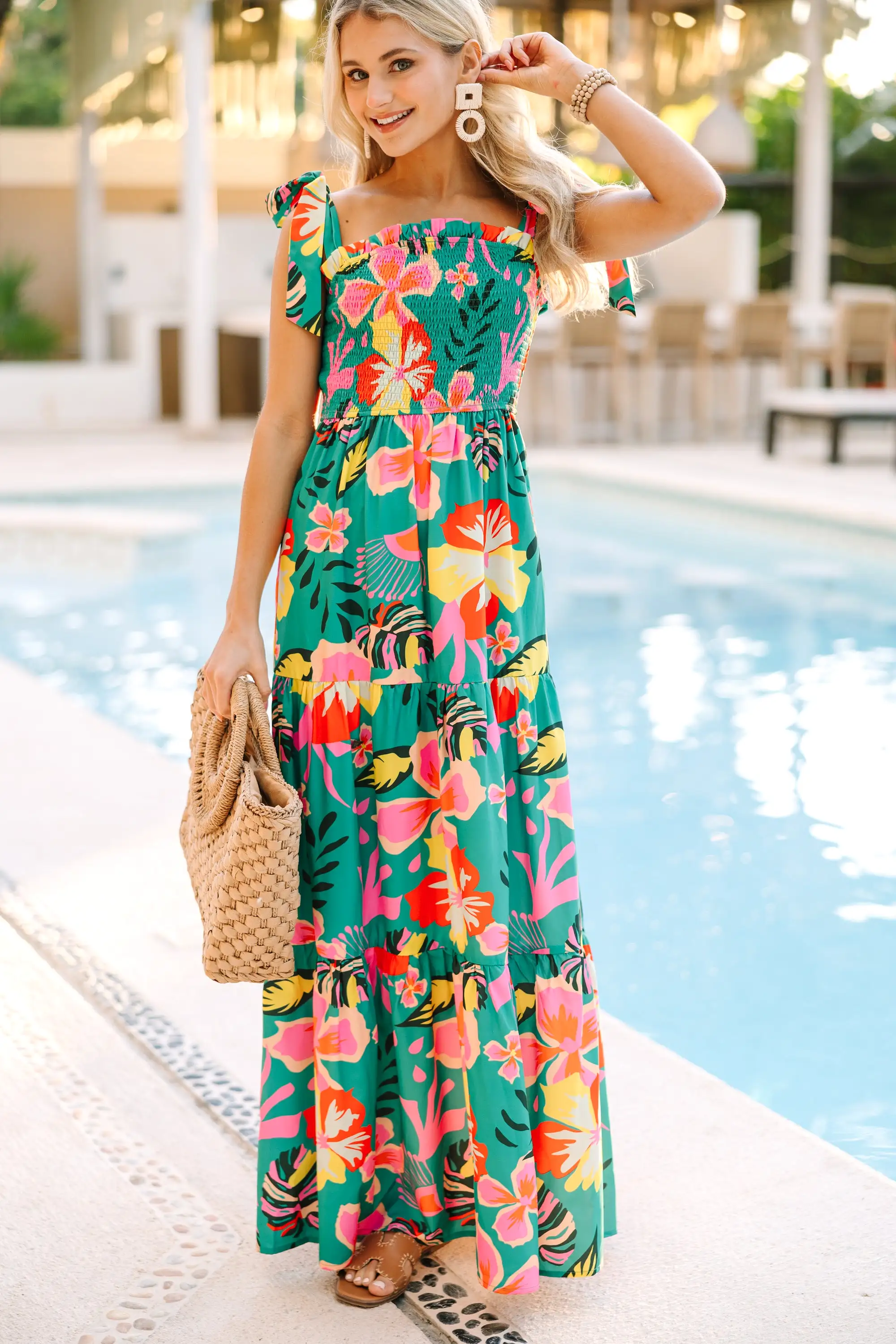 Mean What You Seychelles Green Tropical Maxi Dress