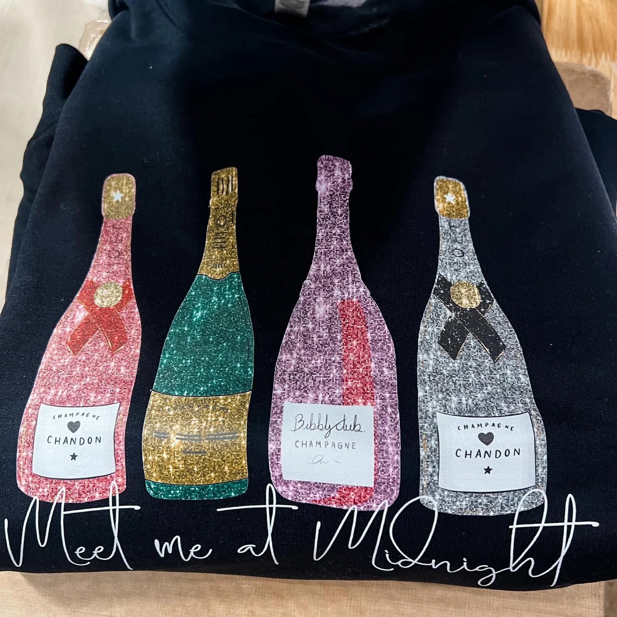 Meet Me At Midnight Faux Glitter Sweatshirt