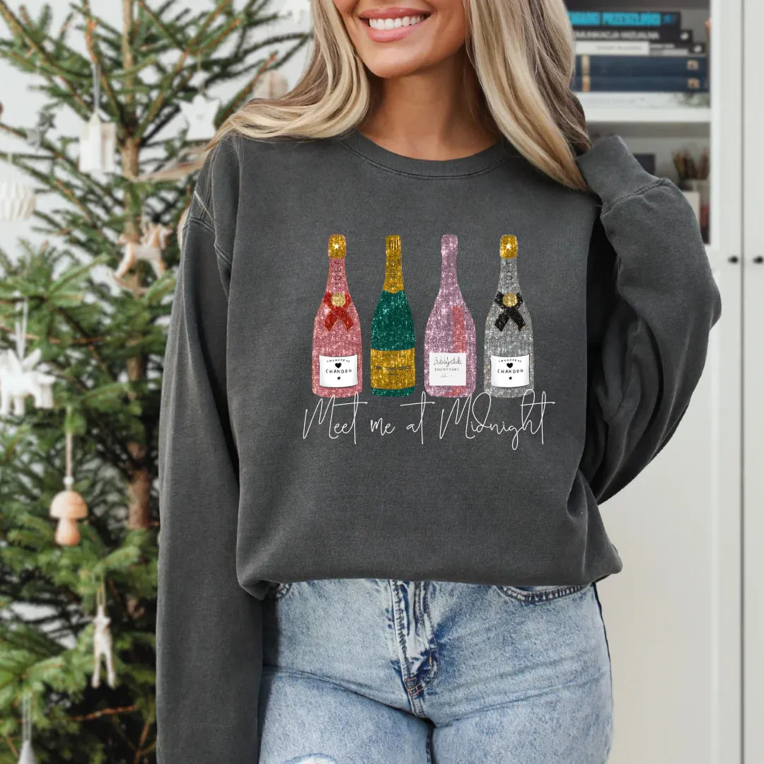 Meet Me At Midnight Faux Glitter Sweatshirt