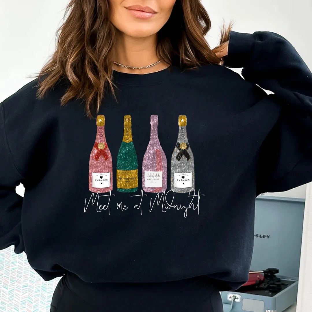 Meet Me At Midnight Faux Glitter Sweatshirt