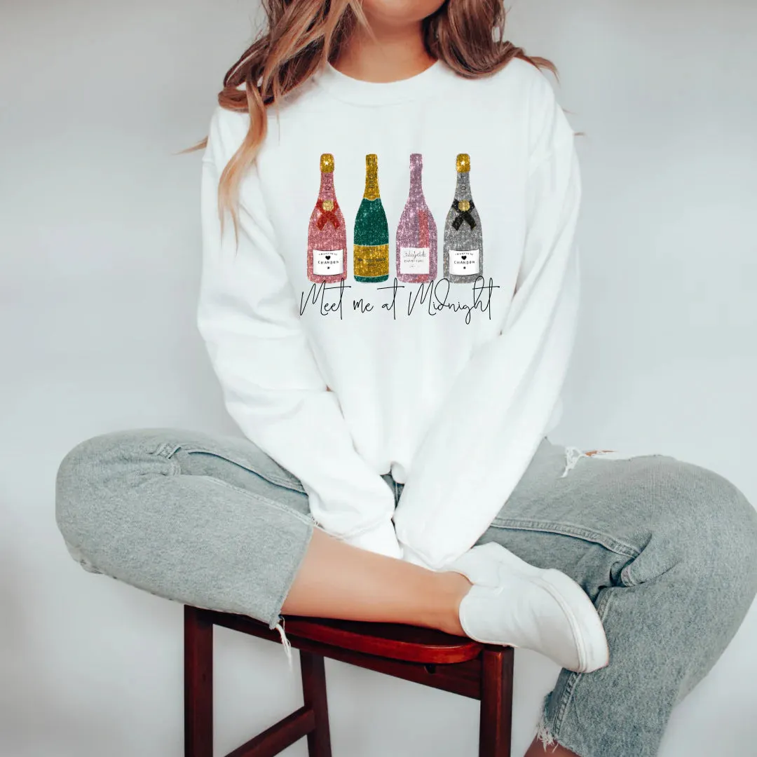 Meet Me At Midnight Faux Glitter Sweatshirt