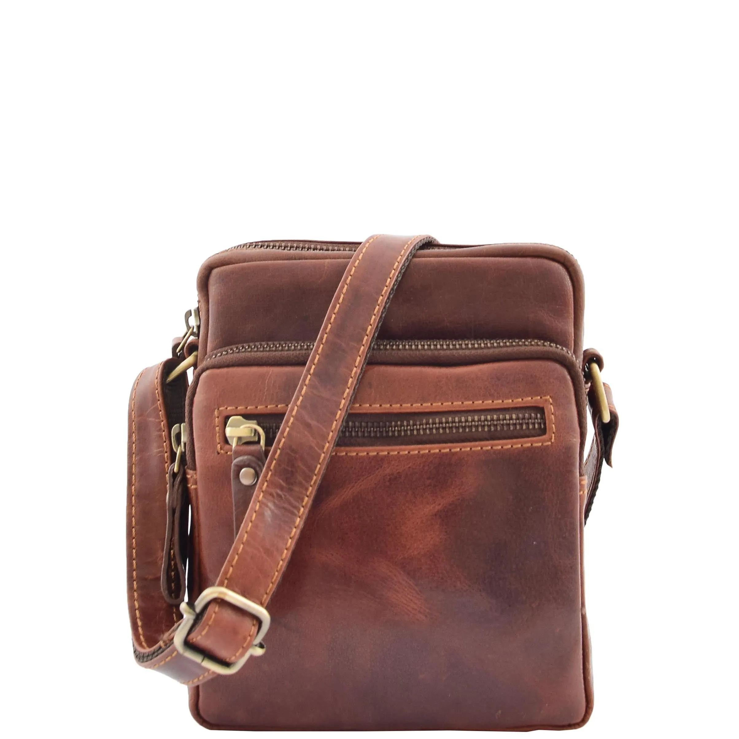 Mens Leather Cross Body Flight Bag Dolton Brown