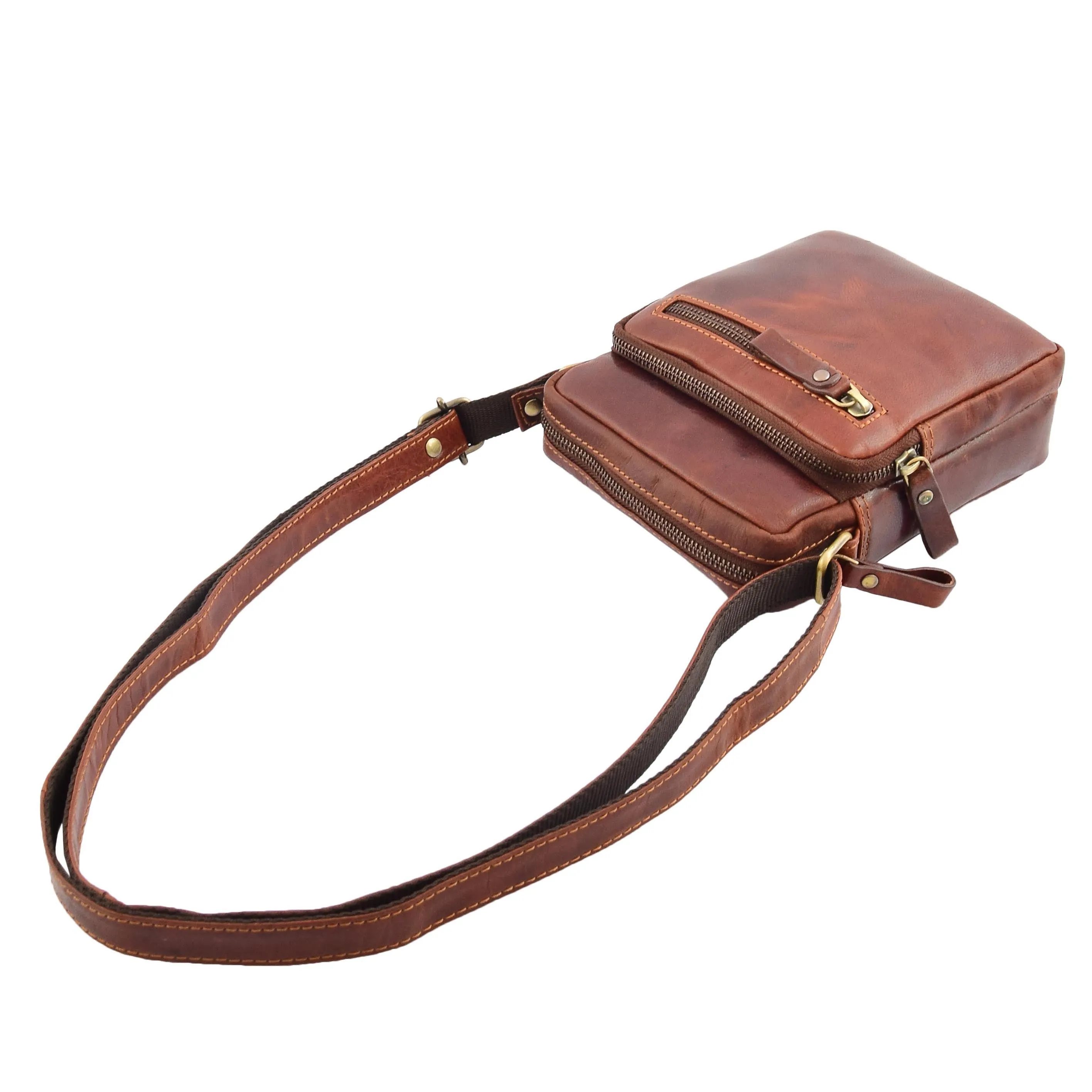 Mens Leather Cross Body Flight Bag Dolton Brown