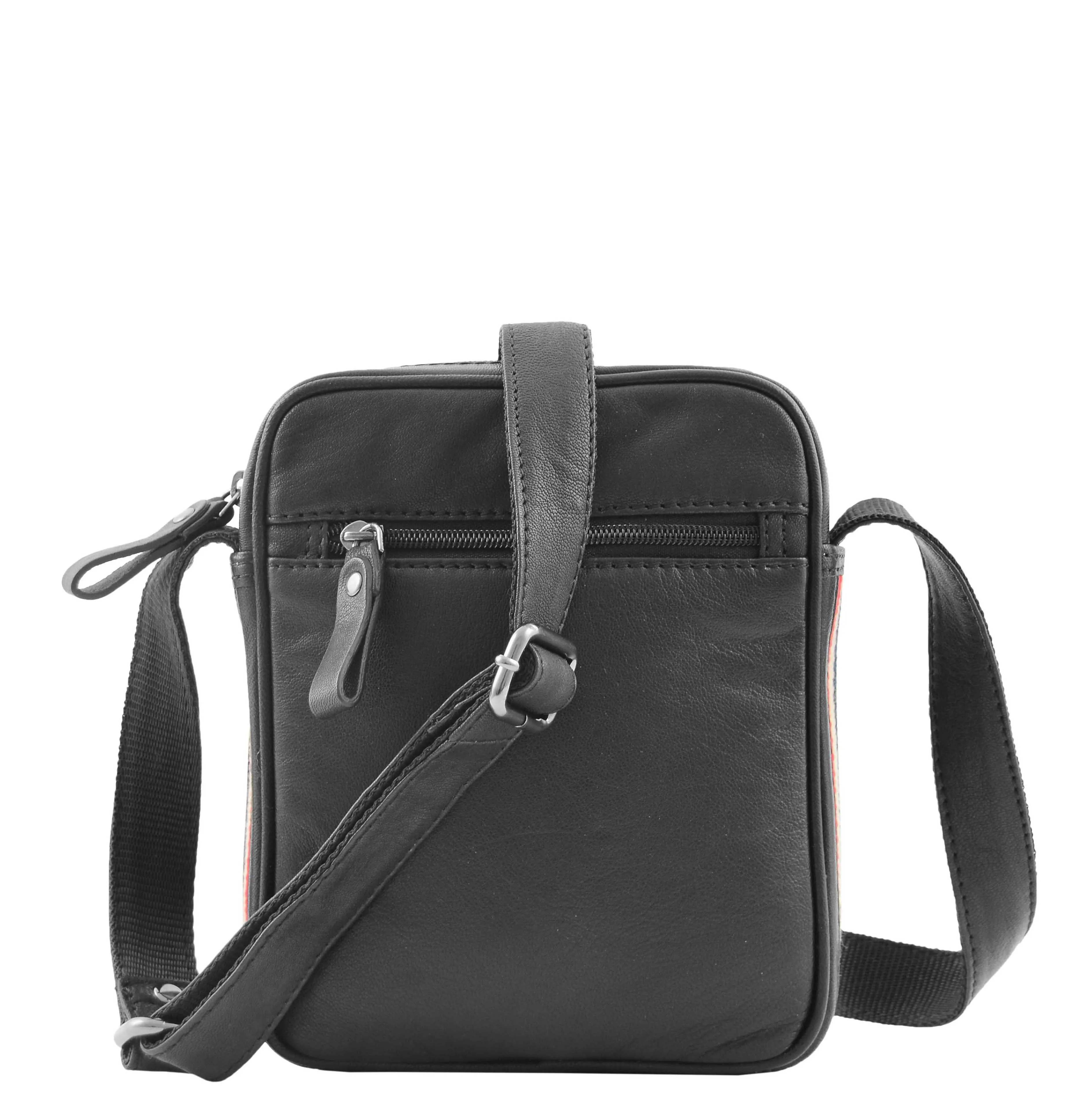 Mens Leather Cross Body Small Flight Bag Parkham Black