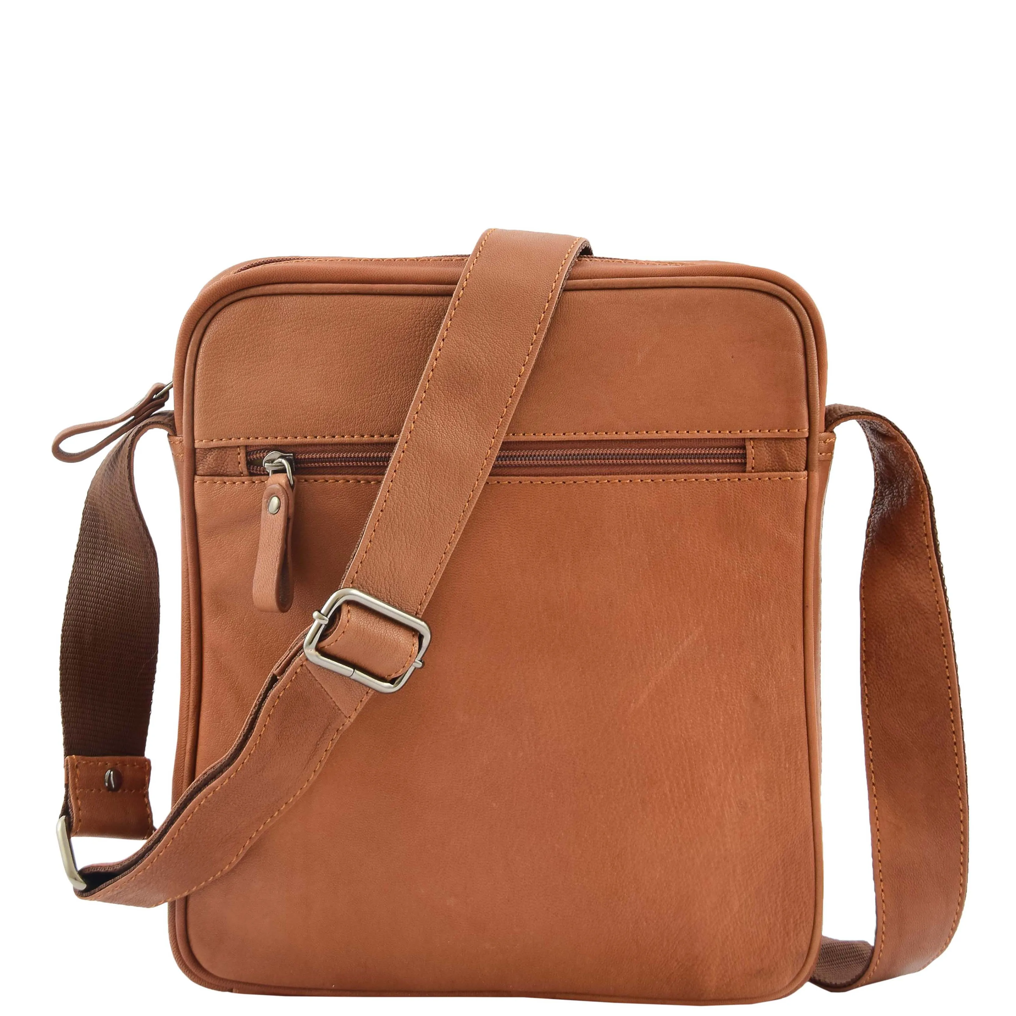 Mens Leather Cross Body Travel Flight Bag Aller Tan