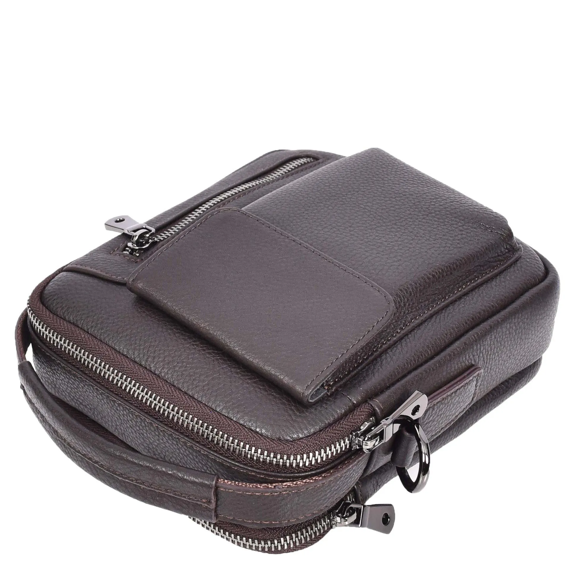 Mens Leather Small Cross Body Flight Bag Hudson Brown