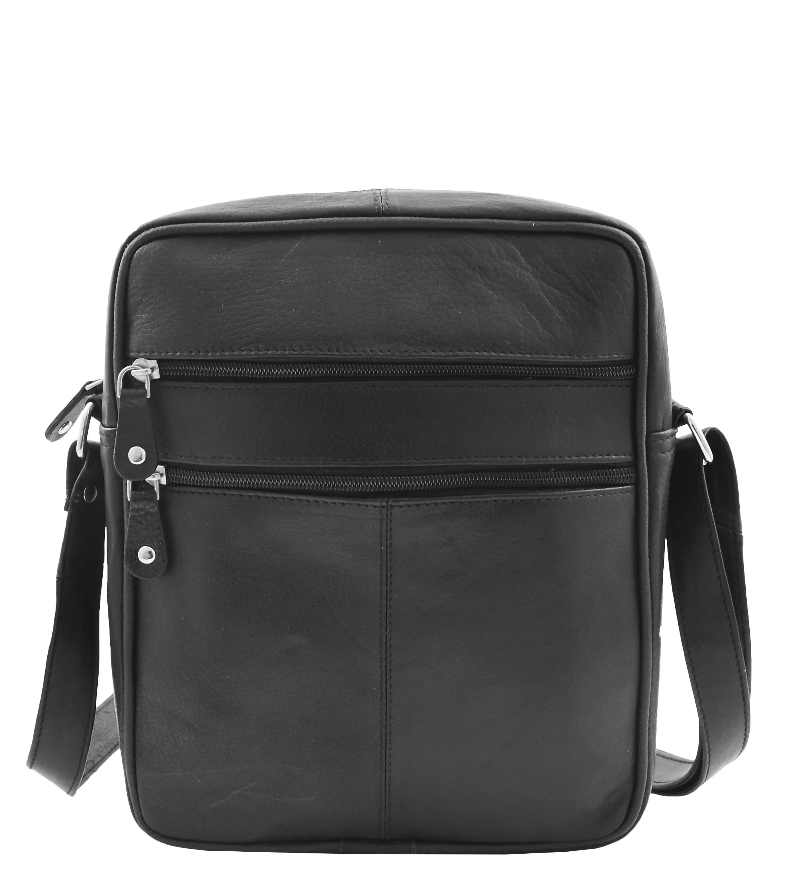 Mens Real Leather Cross Body Pouch Organiser Flight Bag Ashland Black