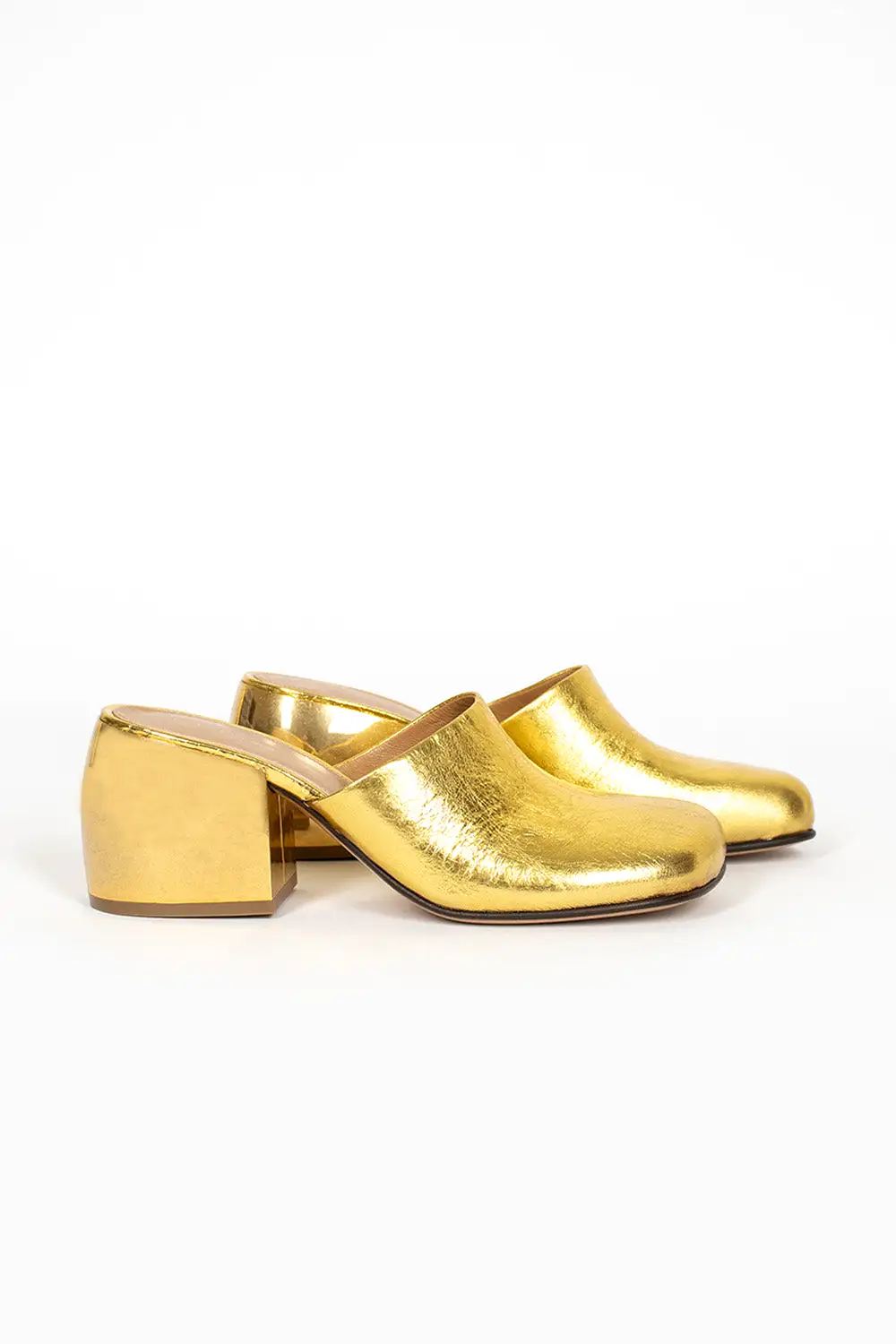 Metallic Leather Mules