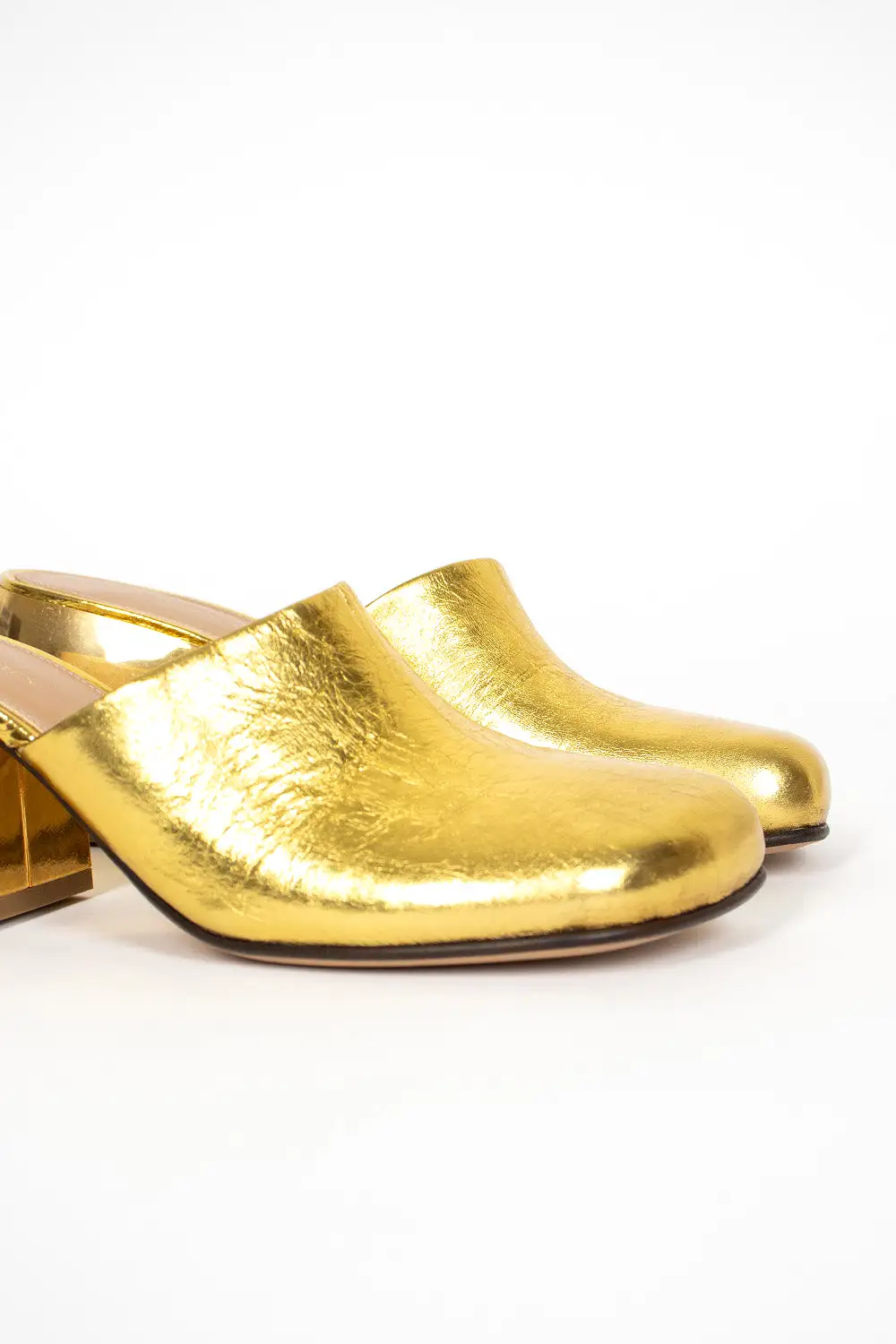 Metallic Leather Mules