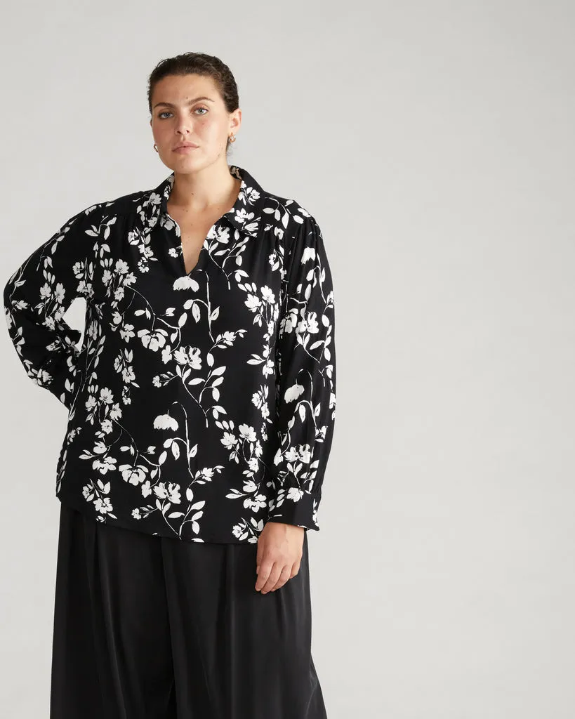 Moore Liquid Jersey Blouse - Moonlit Garden Print