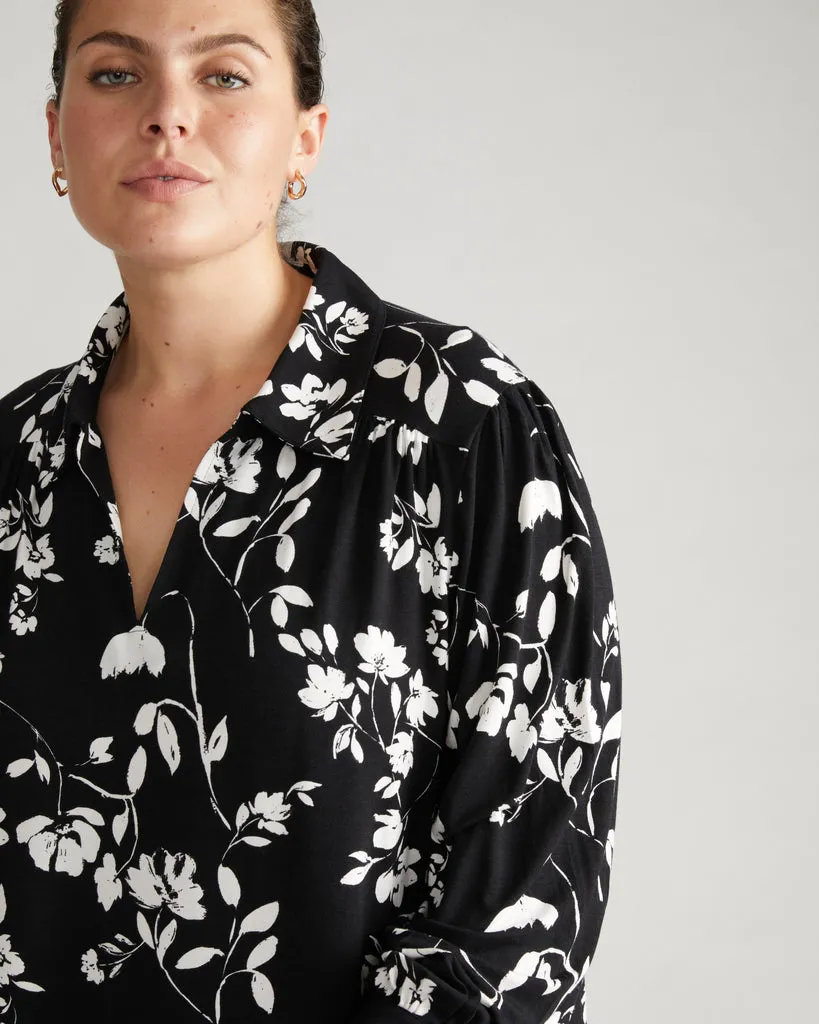 Moore Liquid Jersey Blouse - Moonlit Garden Print