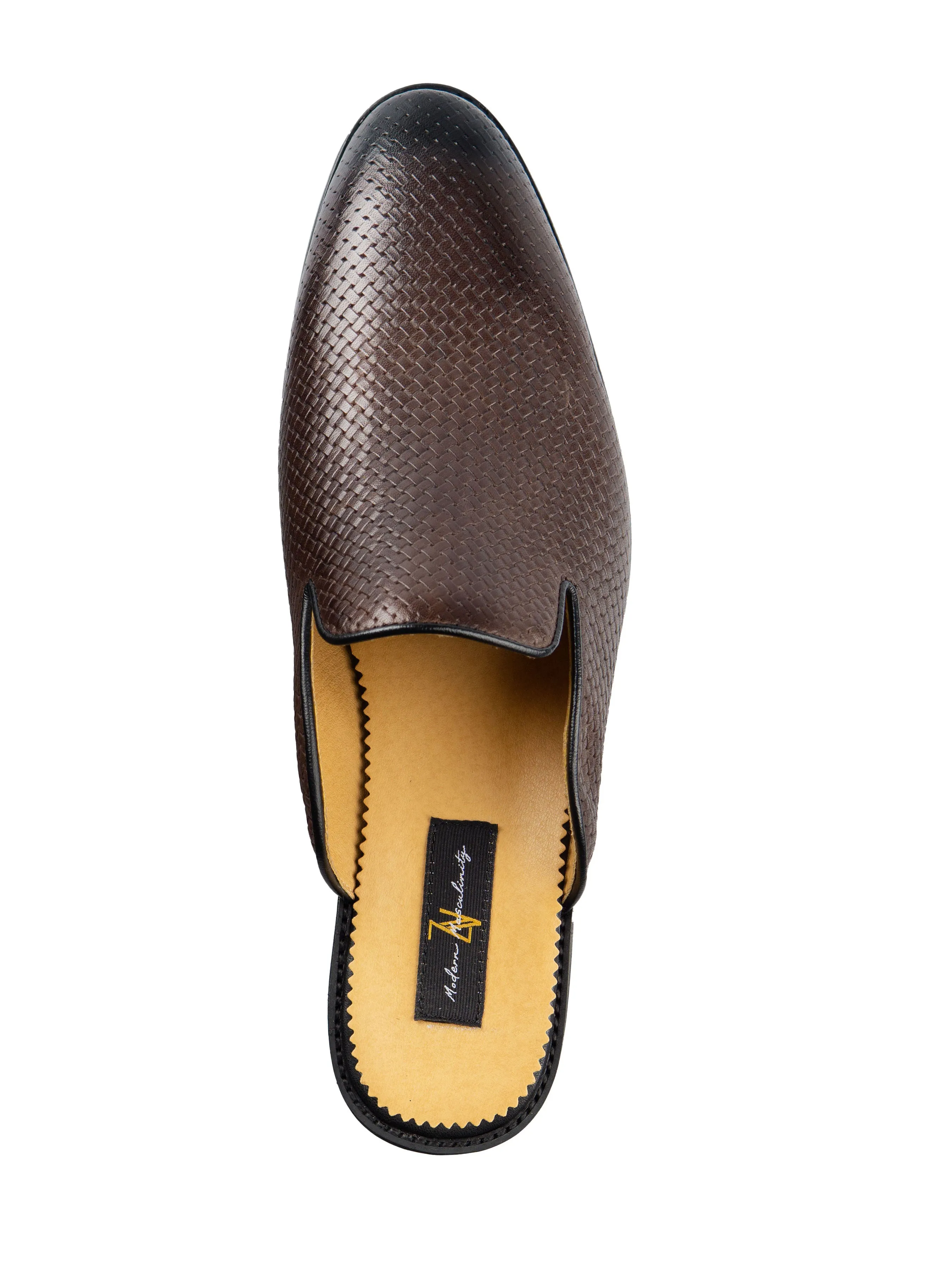 Mules - Dark Brown Woven Leather