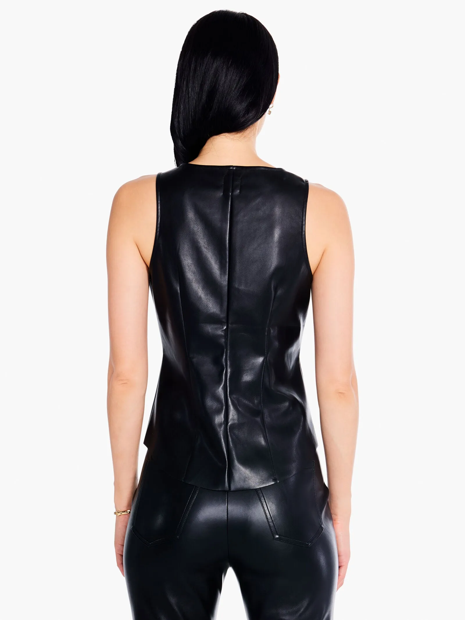 Nic + Zoe Faux Leather Twist Front Tank