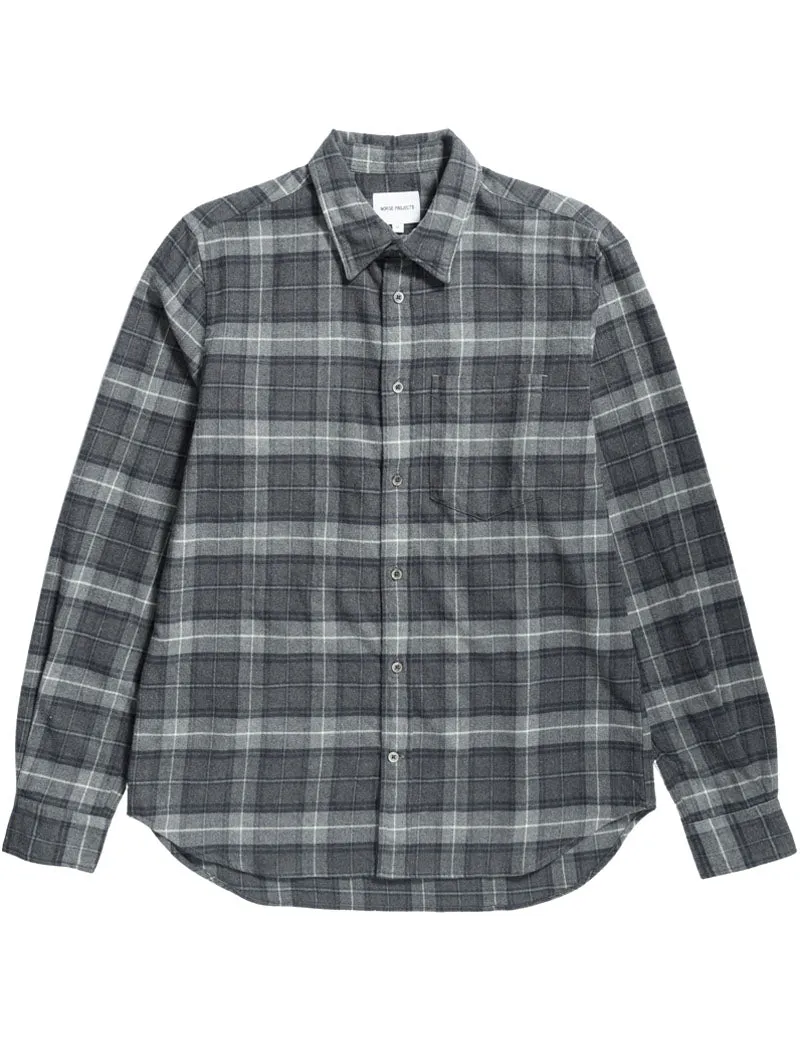 Norse Projects Osvald Flannel Check Shirt Grey Melange