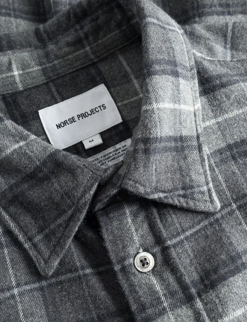 Norse Projects Osvald Flannel Check Shirt Grey Melange