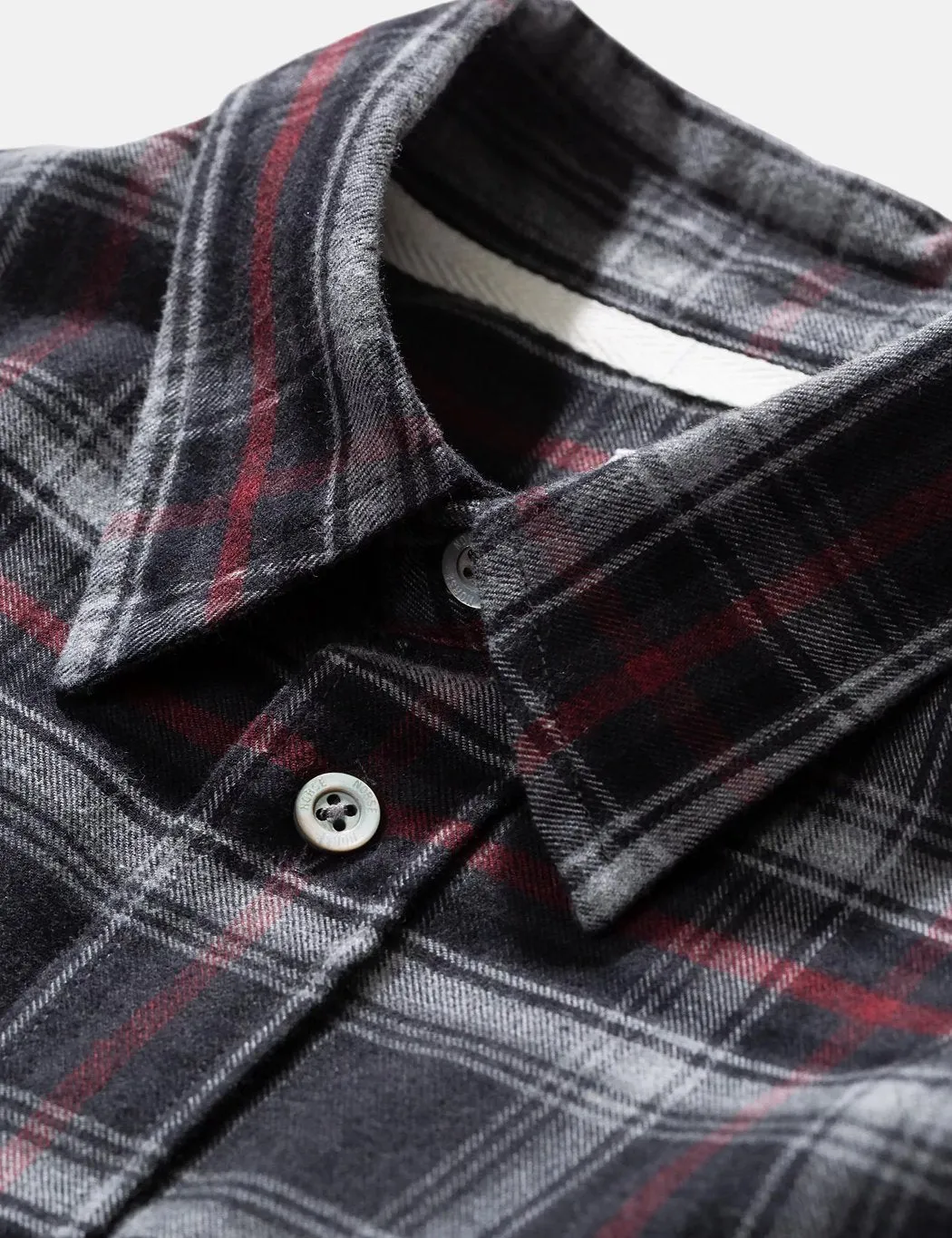 Norse Projects Villads Brushed Flannel Check Shirt - Mulberry Red