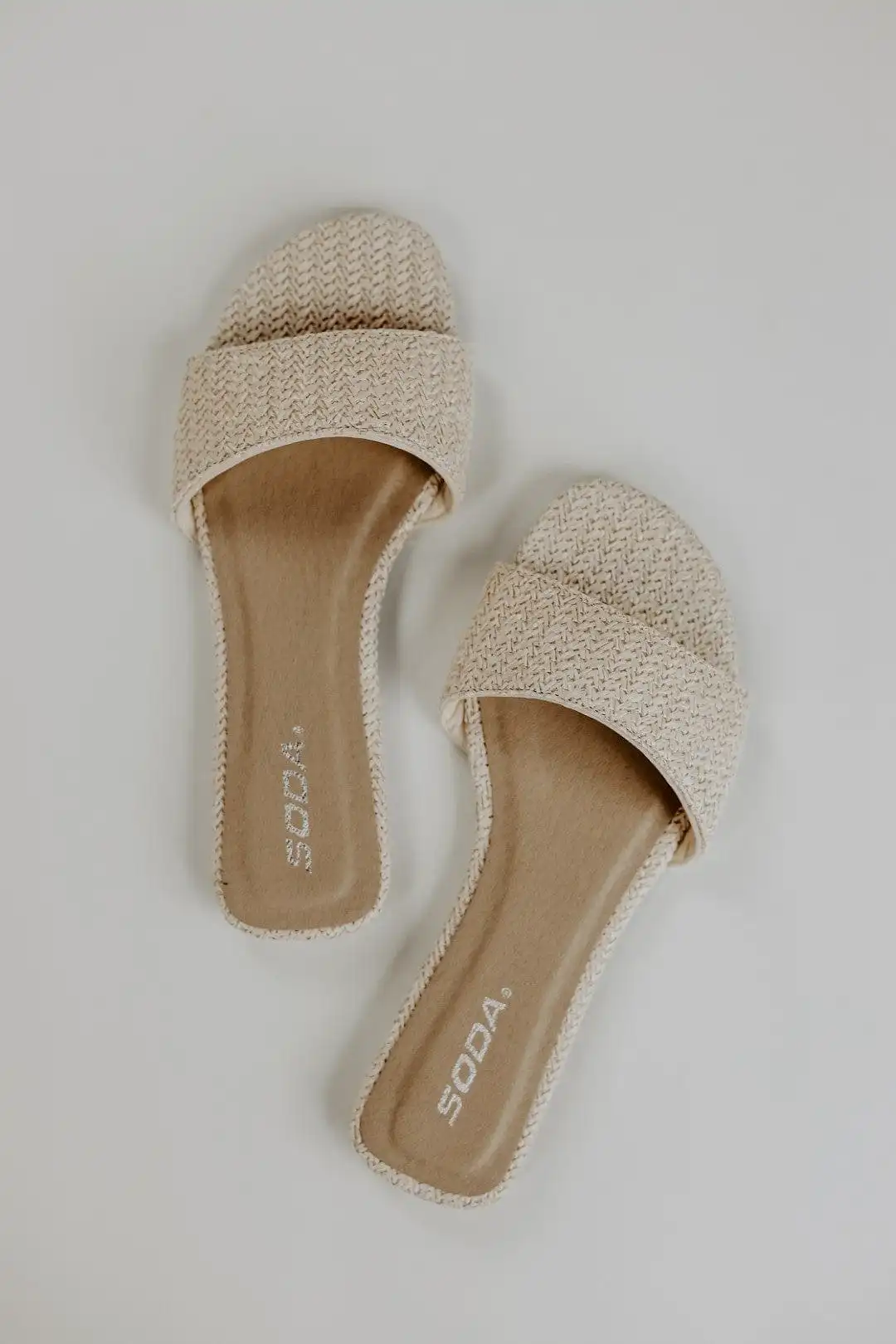 Nude Woven Slip On Sandal