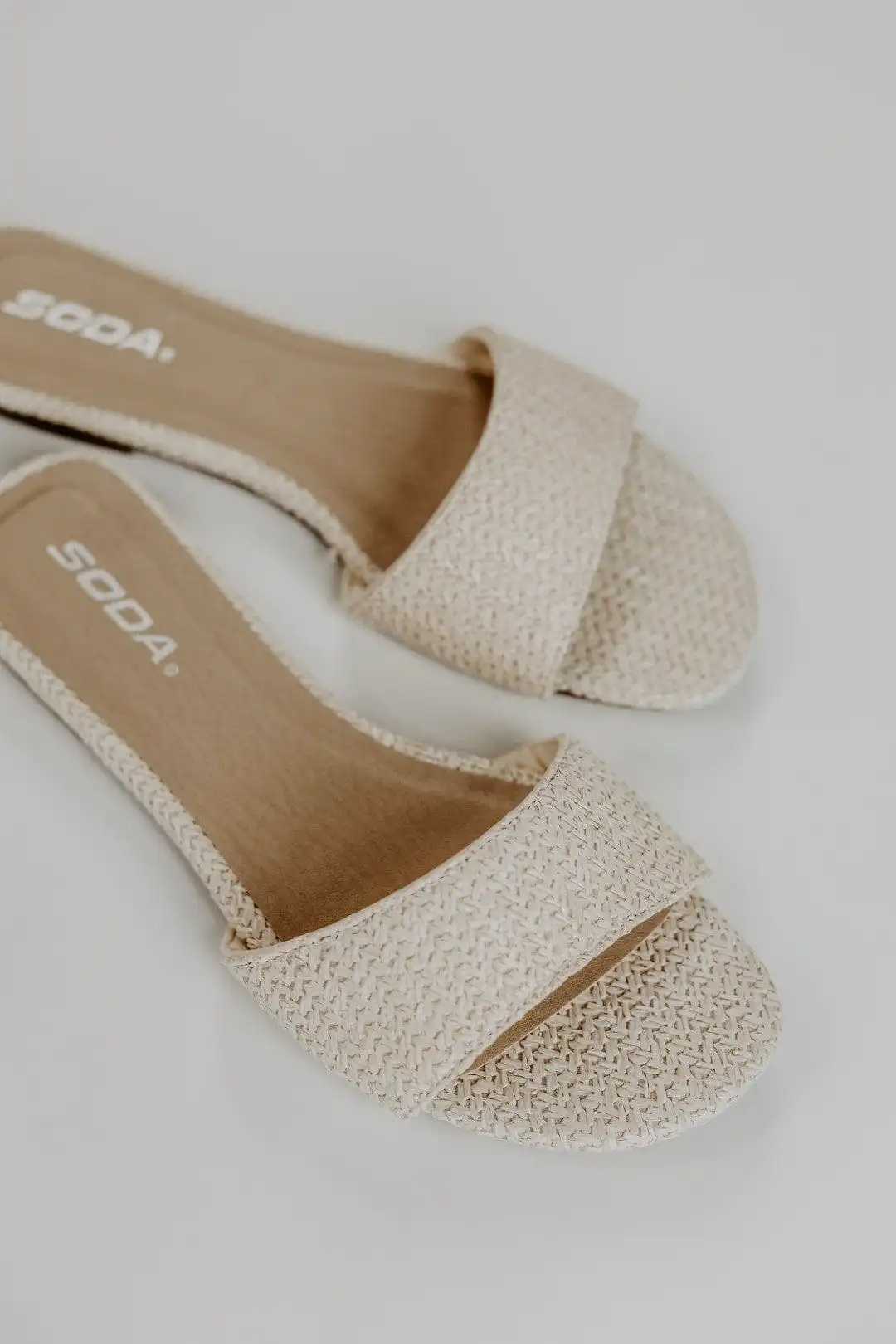 Nude Woven Slip On Sandal