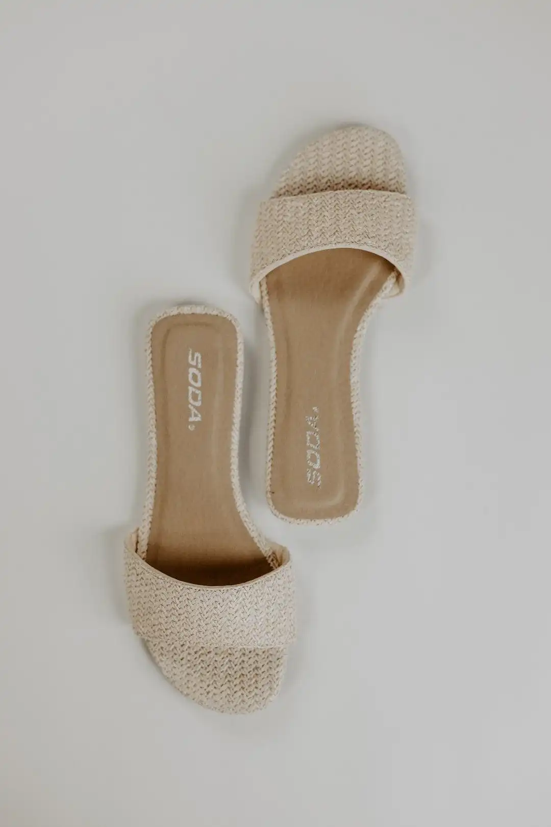 Nude Woven Slip On Sandal