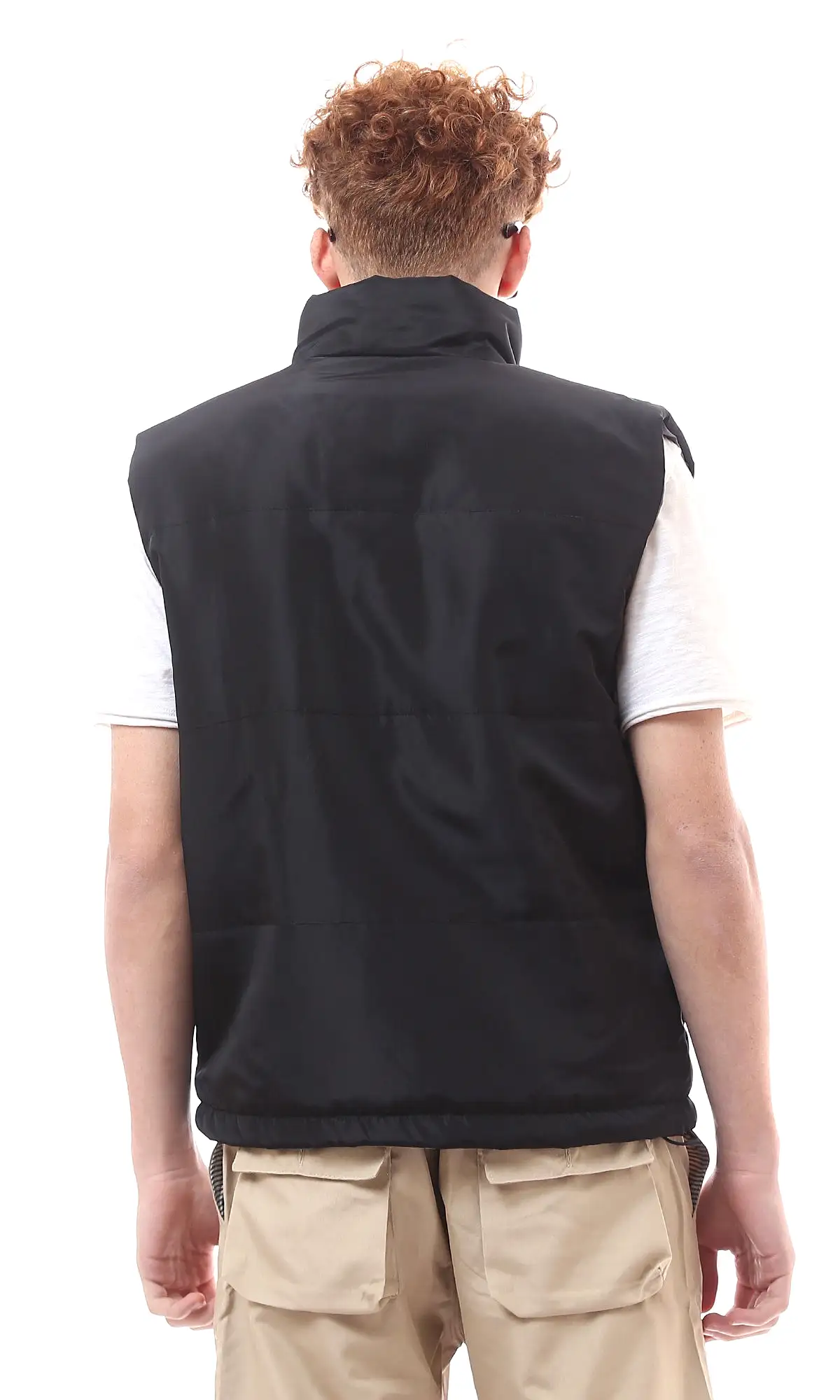 O173705 Double Face Dark Grey & Black Zipped Solid Vest