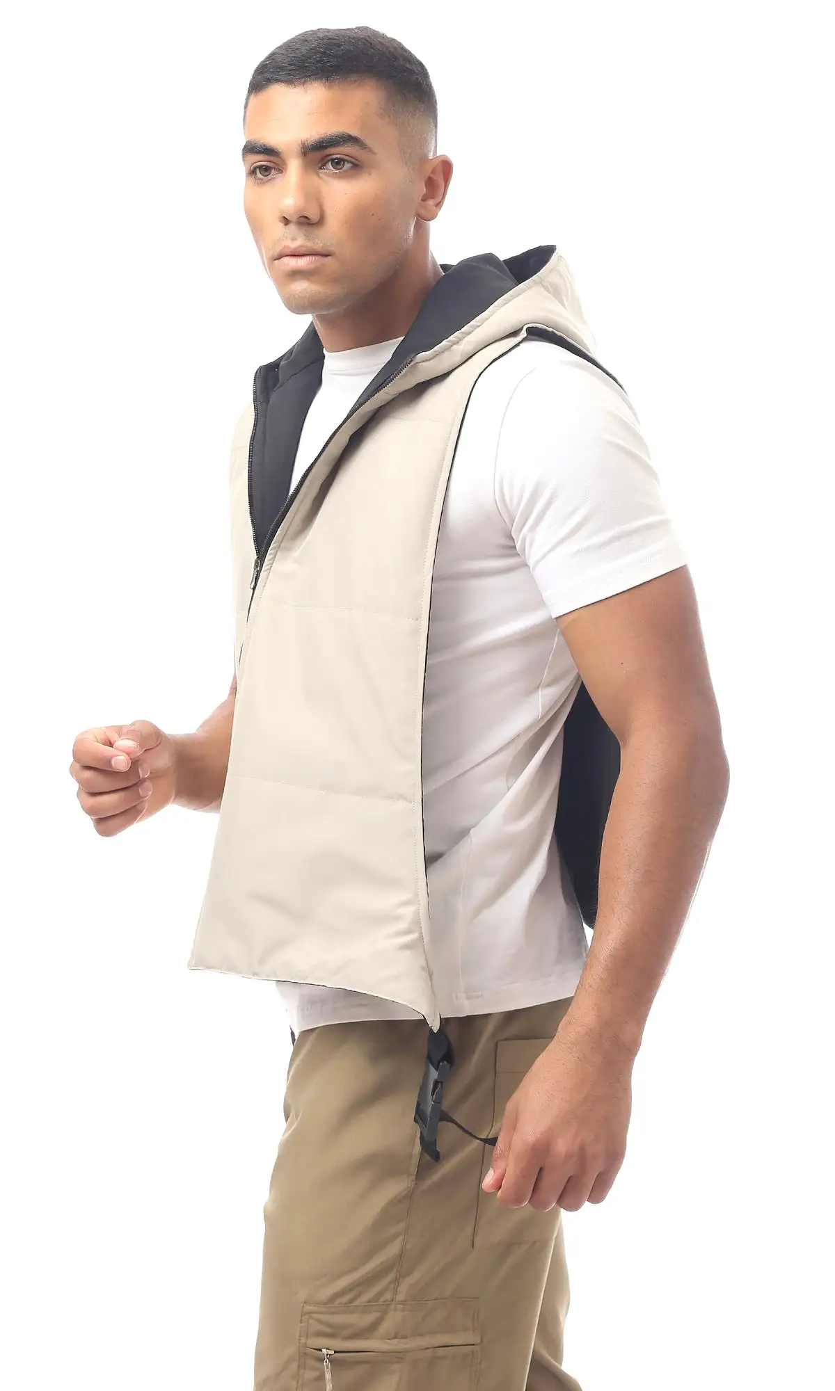 O173709 Beige Double Faced Solid Vest