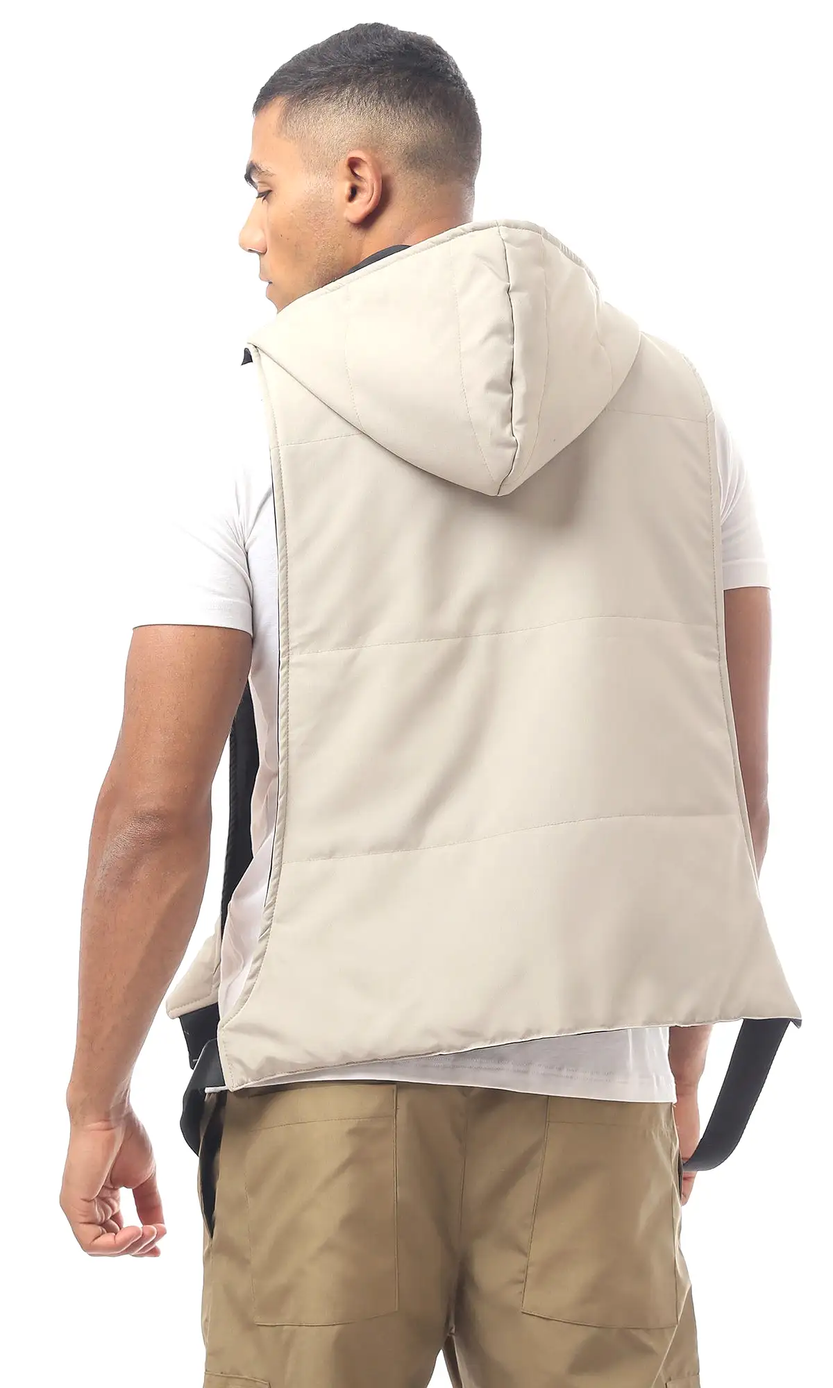 O173709 Beige Double Faced Solid Vest