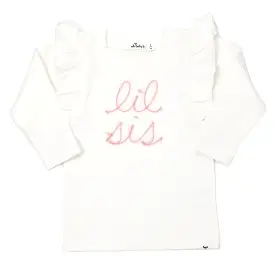 oh baby! lil sis Pink Eyelash Millie Long Sleeve Tee - Cream