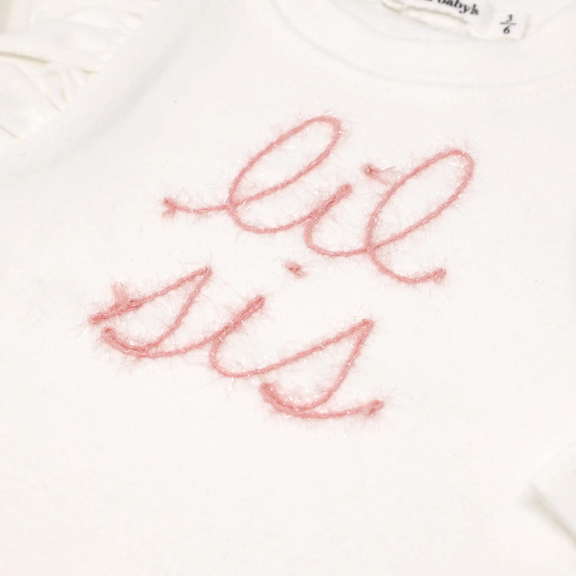 oh baby! lil sis Pink Eyelash Millie Long Sleeve Tee - Cream