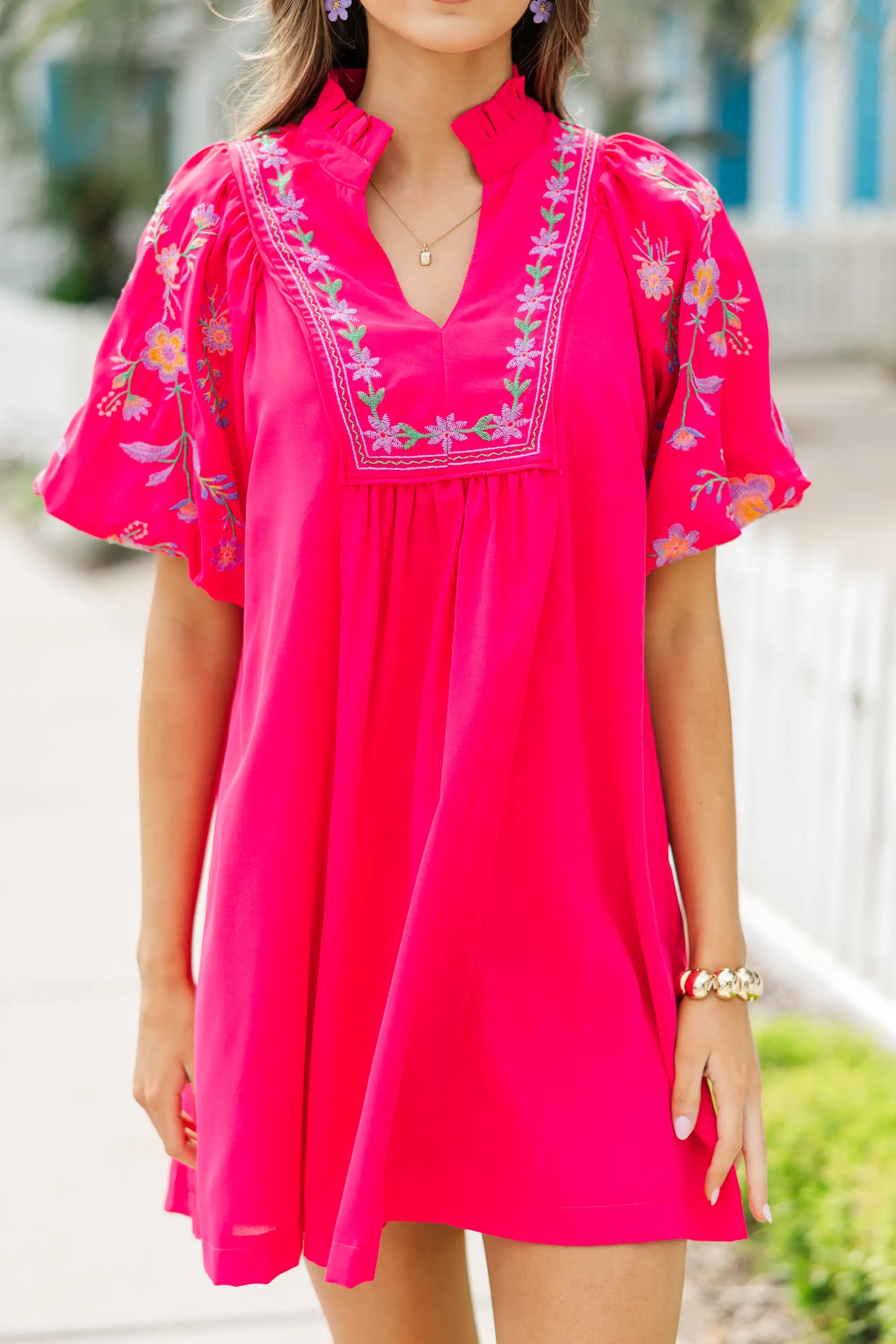 On Your Time Hot Pink Babydoll Dress