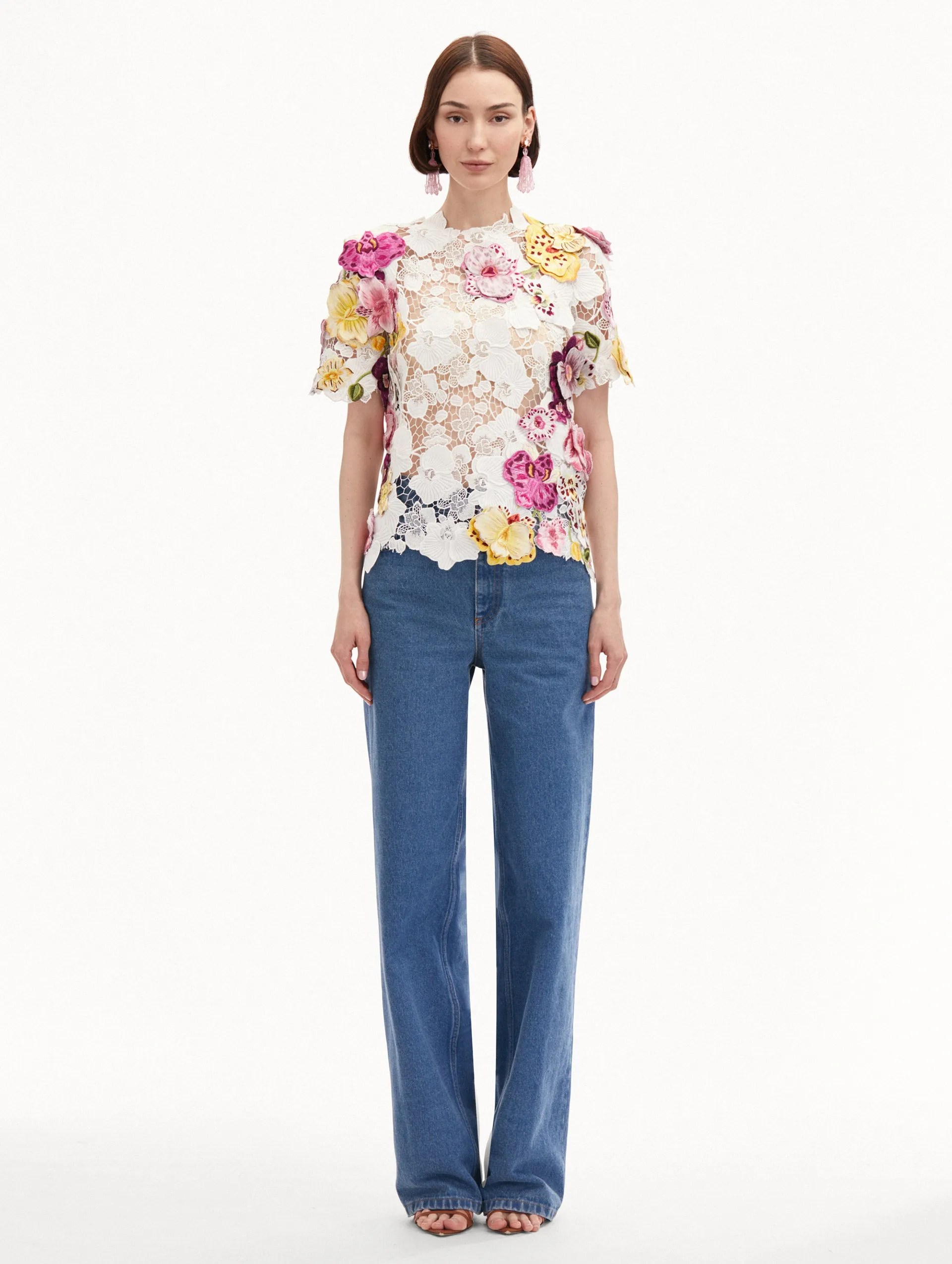 Orchid Embroidered Guipure Blouse