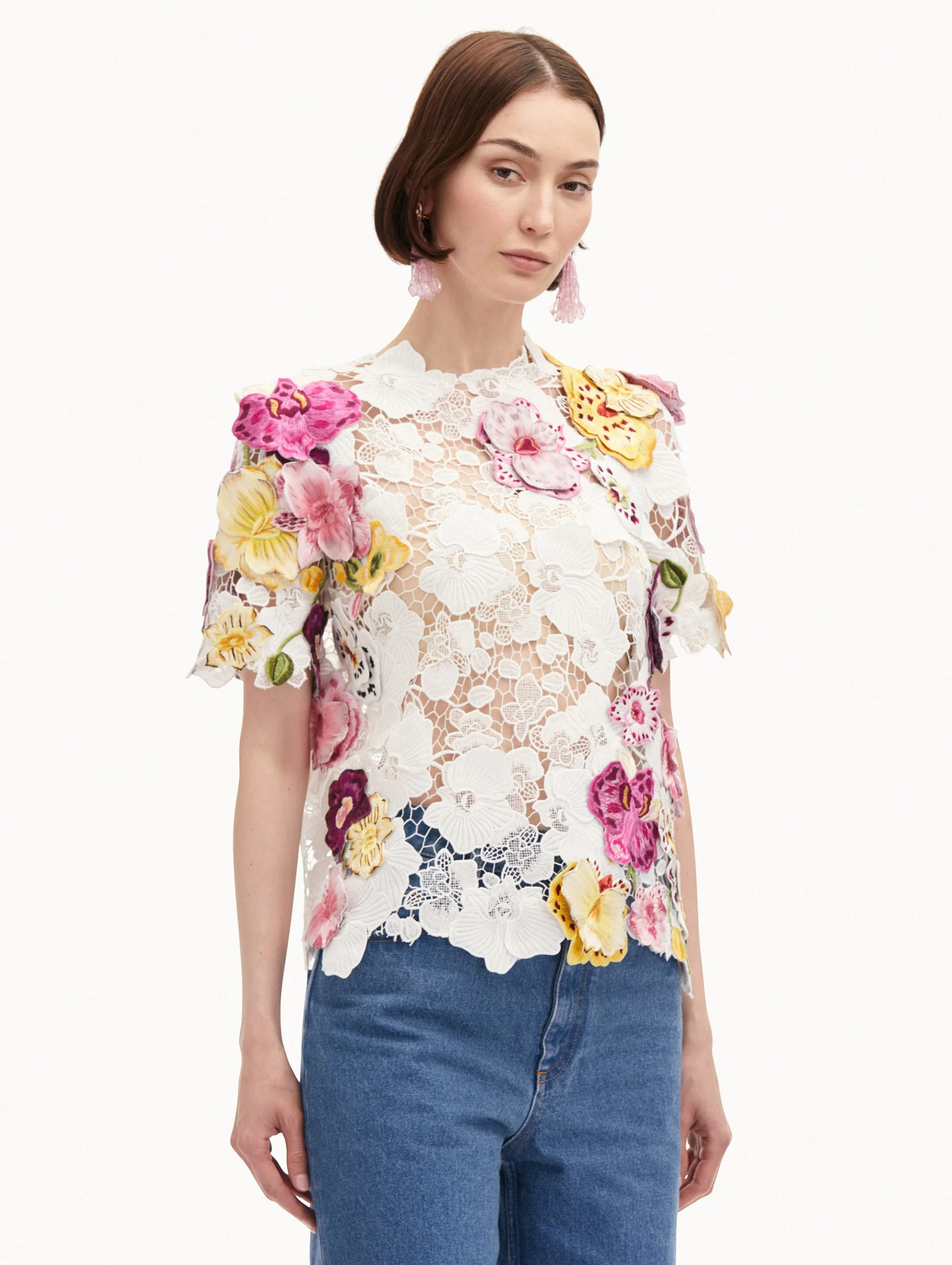 Orchid Embroidered Guipure Blouse