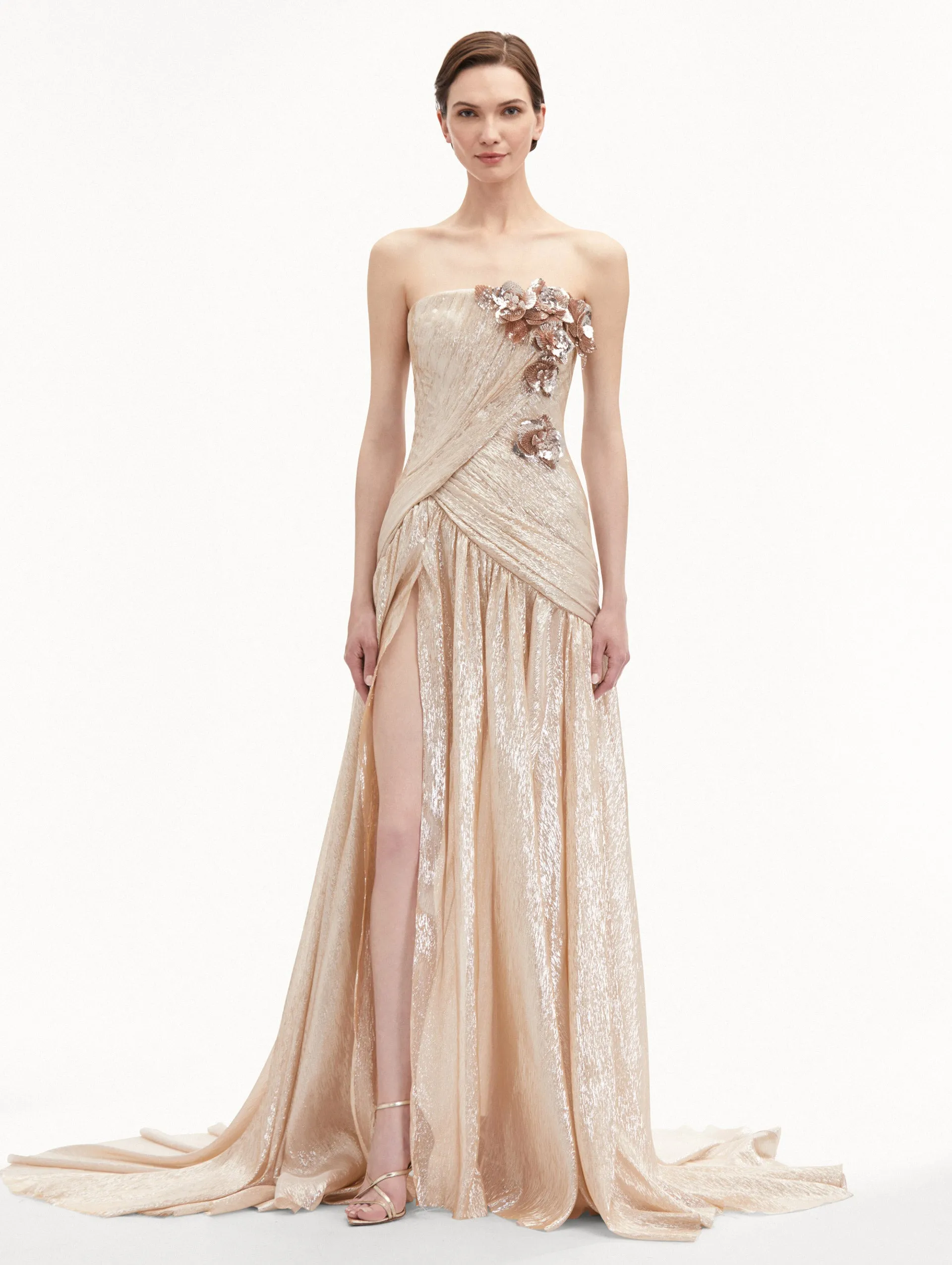 Orchid Embroidered Silk Chiffon Gown