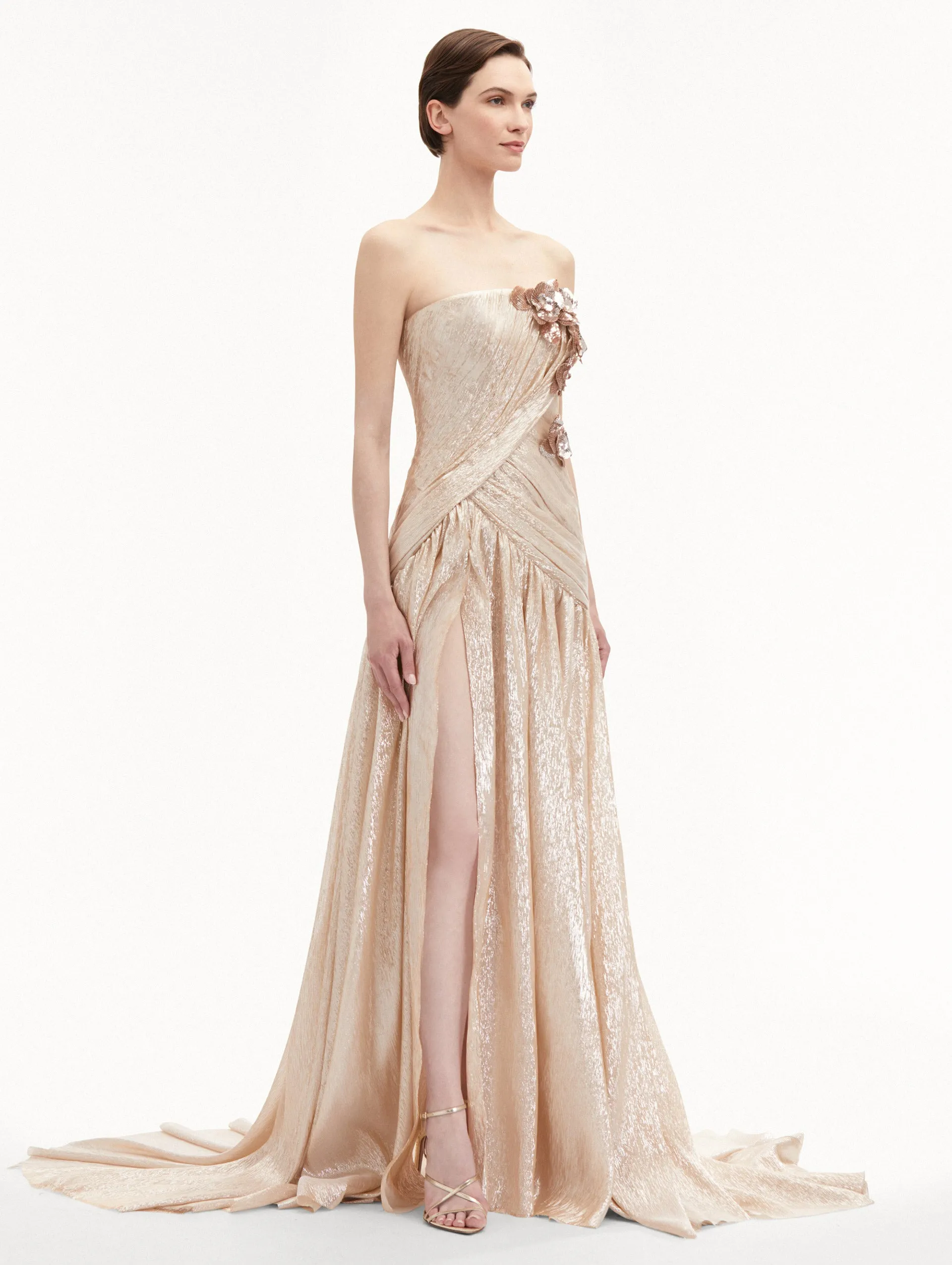 Orchid Embroidered Silk Chiffon Gown