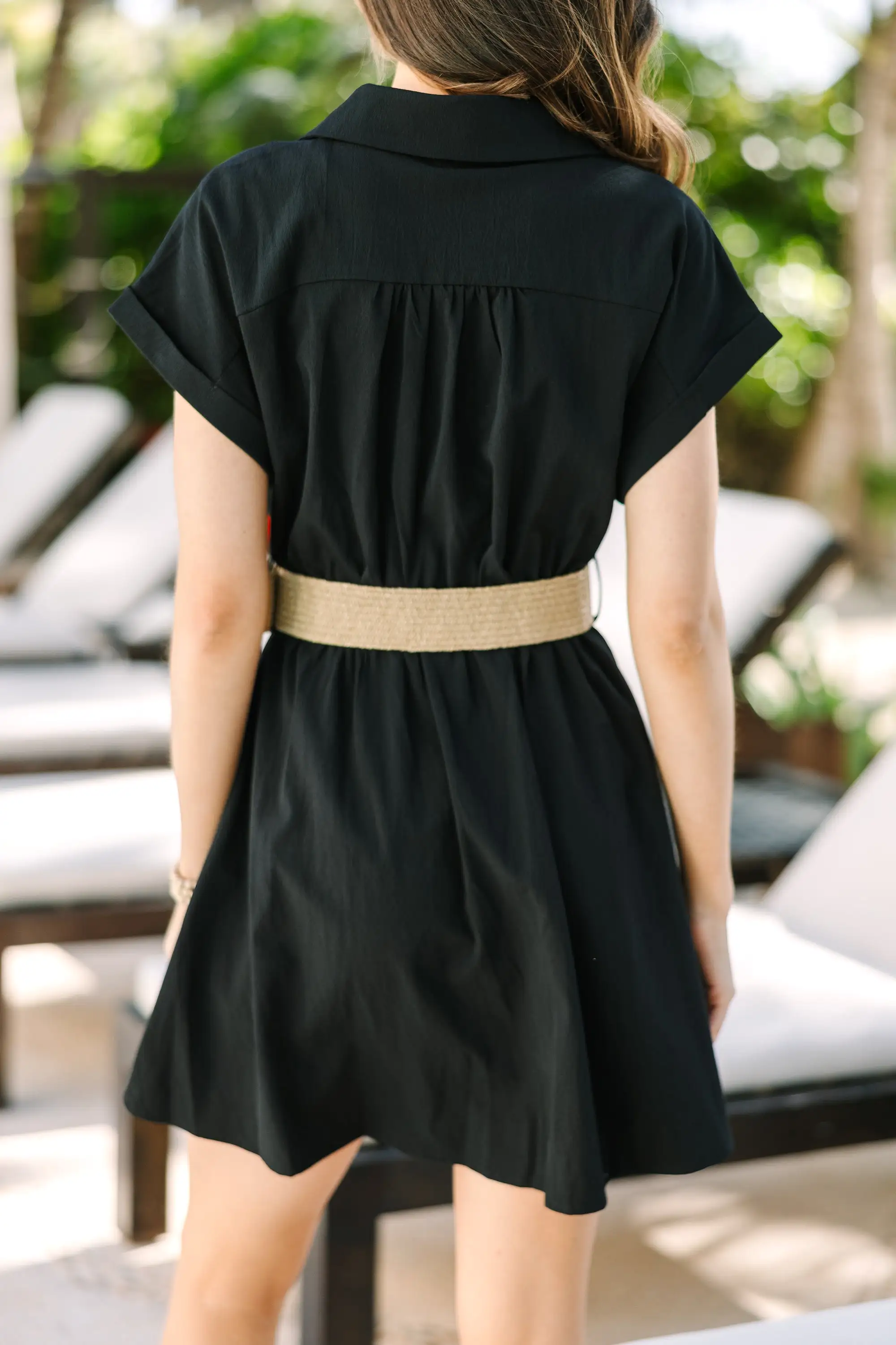 Out For The Day Black Belted Dress