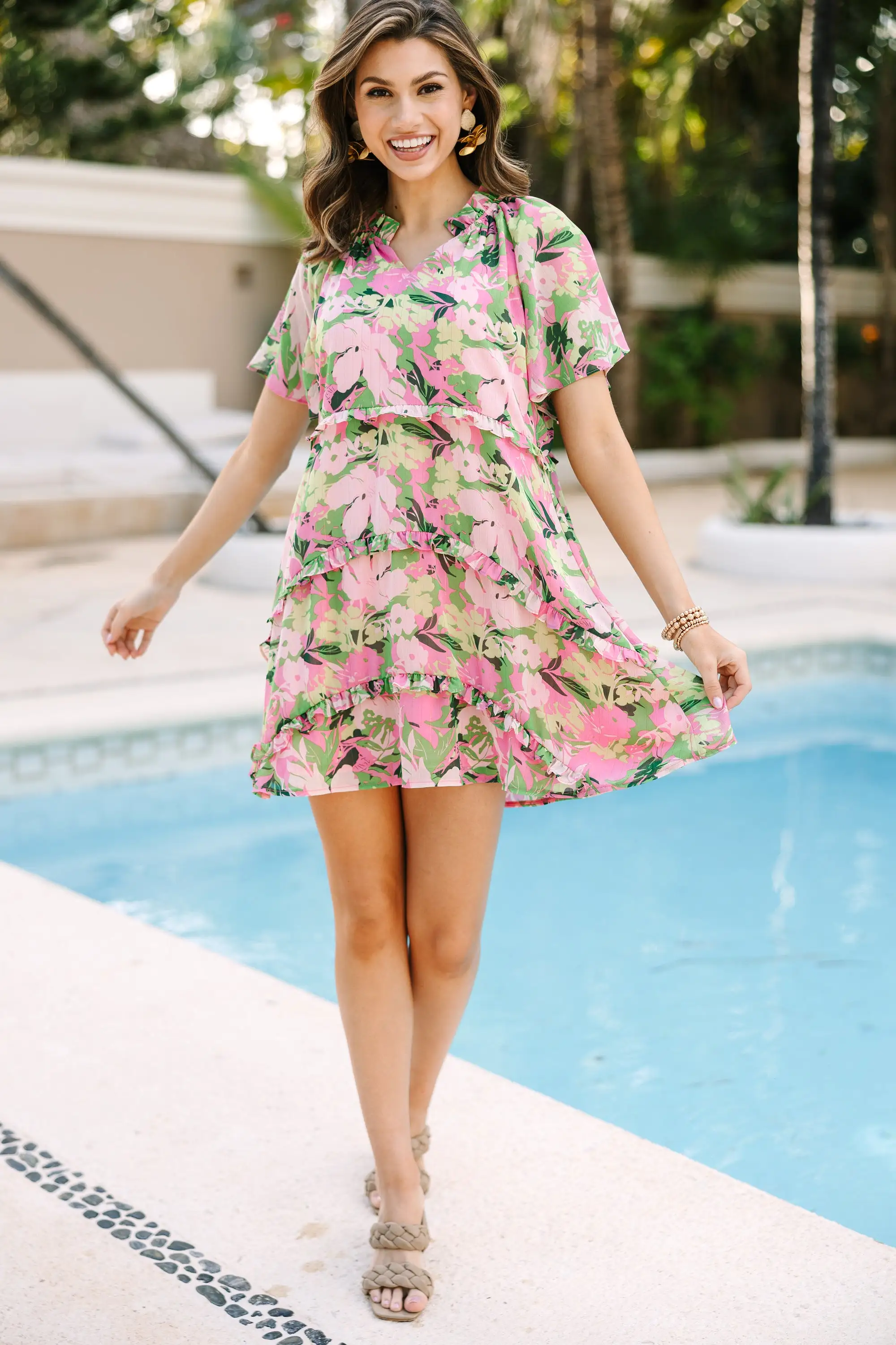 Perfectly You Pink Floral Babydoll Dress