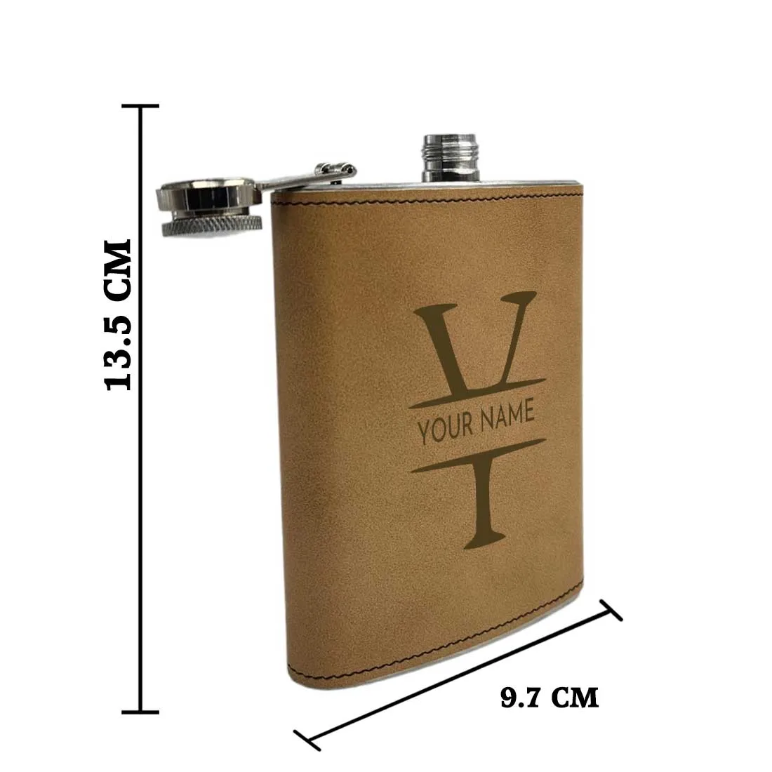 Personalized Faux Leather Hip Flask With Monogram Name Engraved