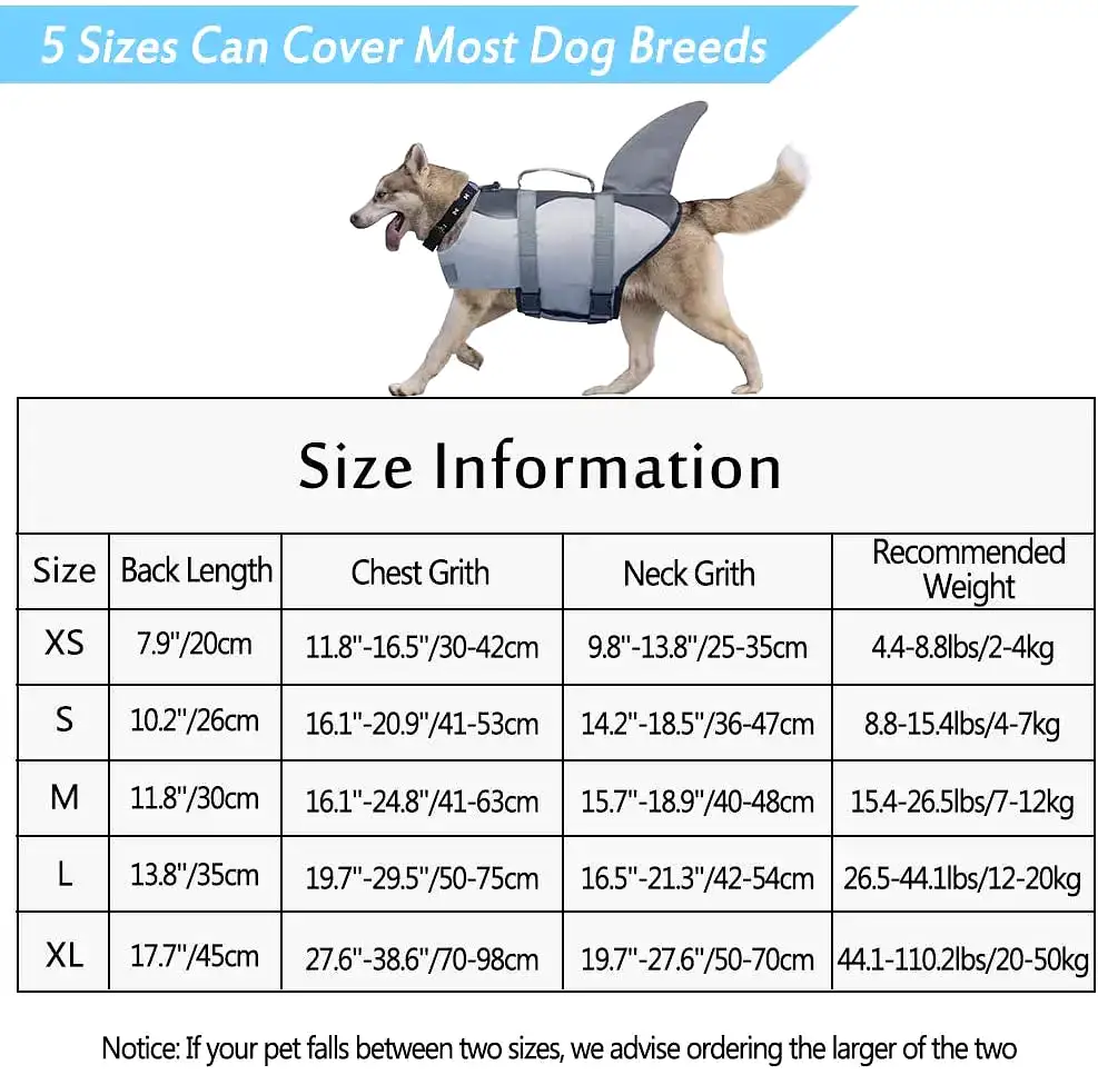 Pet Dog Safety Swimsuit Dog Life Jacket Ripstop Dog Lifesaver Shark Vests With Rescue Handle For Swimming Pool Beach Boating