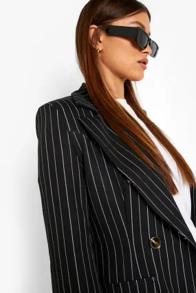 Pinstripe Oversized Longline Blazer