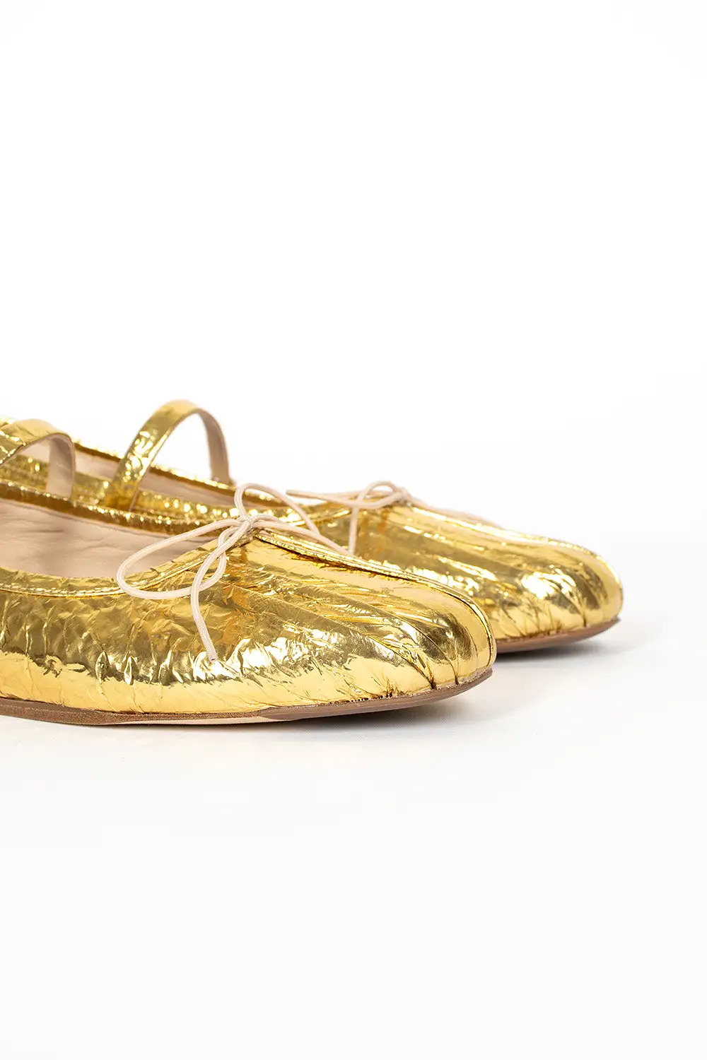 Pleated Toe Ballerina Gold