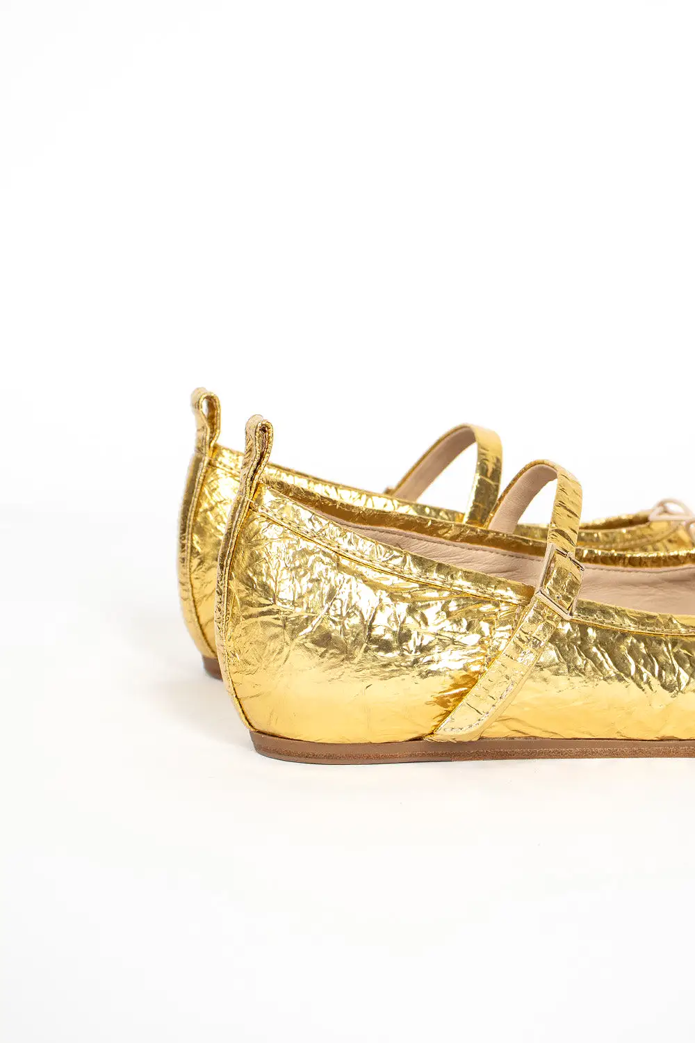 Pleated Toe Ballerina Gold