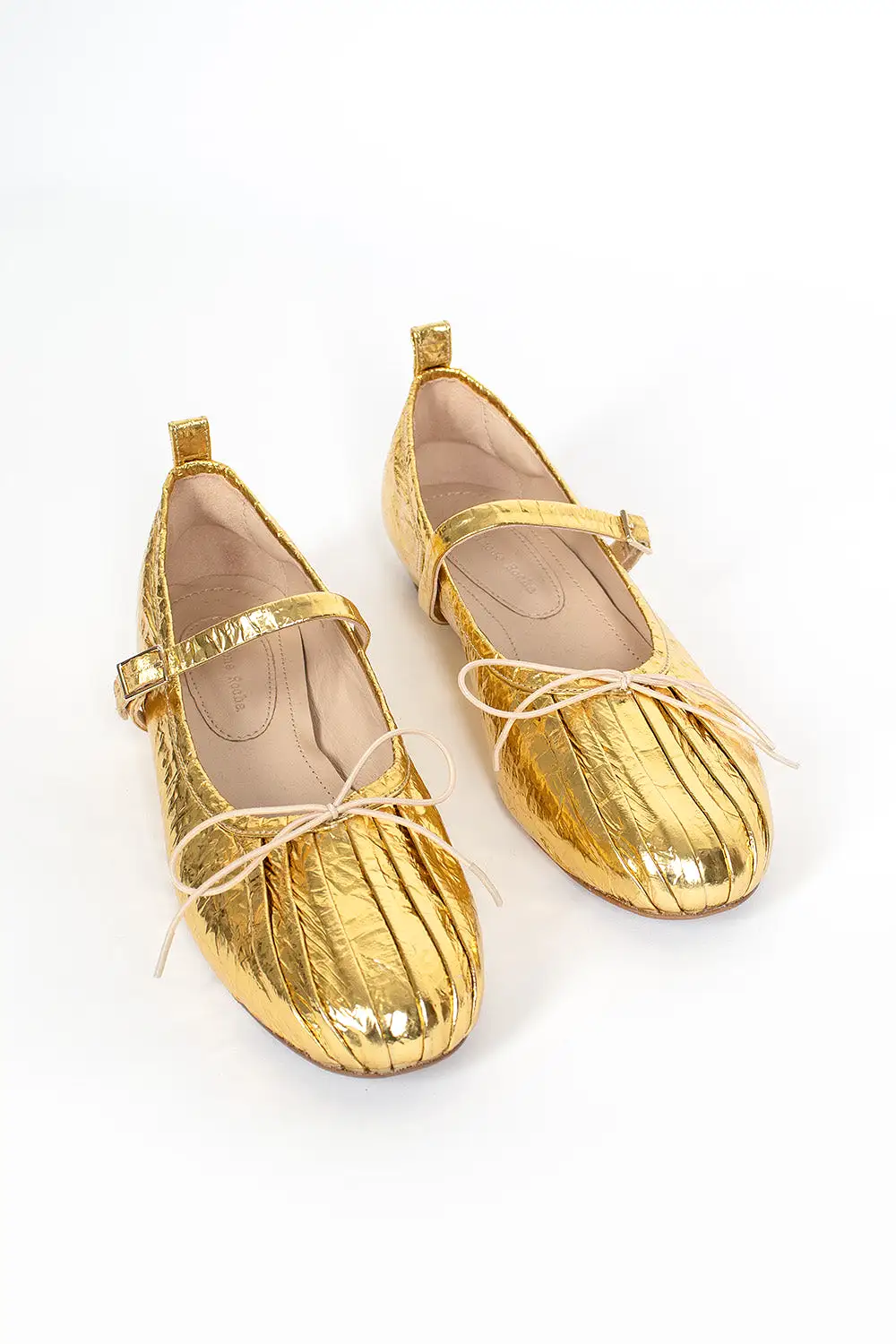 Pleated Toe Ballerina Gold